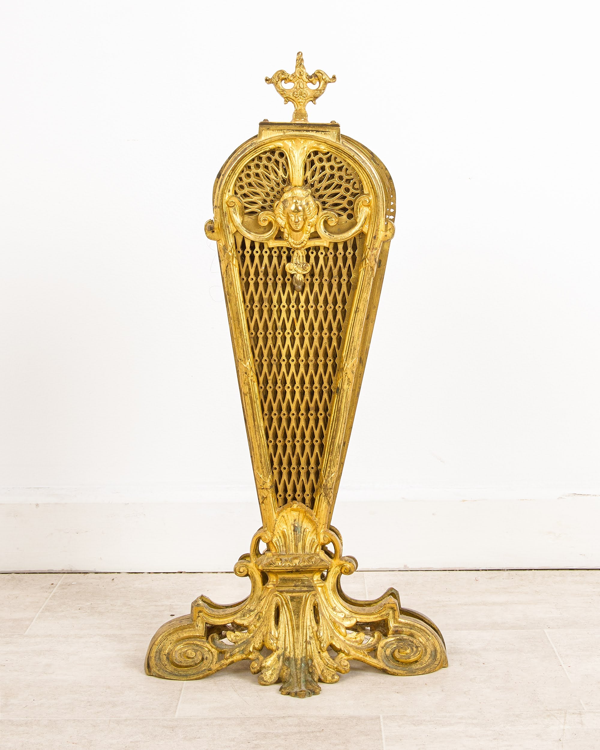 Antique French Ormolu Peacock Fan Fire Screen | Hawkins Antiques