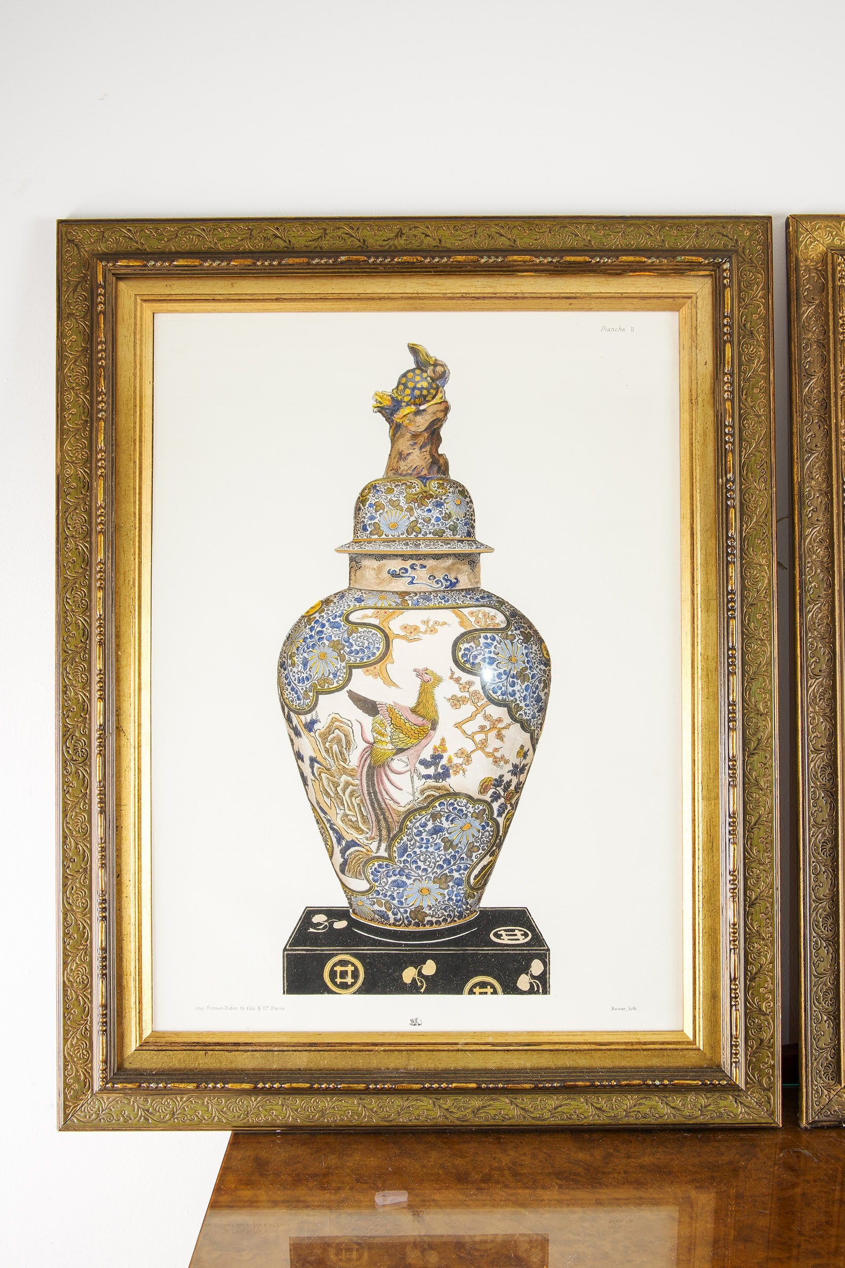 Set of 3 Vintage French Decorative Prints After 19th Century Oriental Porcelain Vases, Firmin-Didot Paris, Framed Wall Art