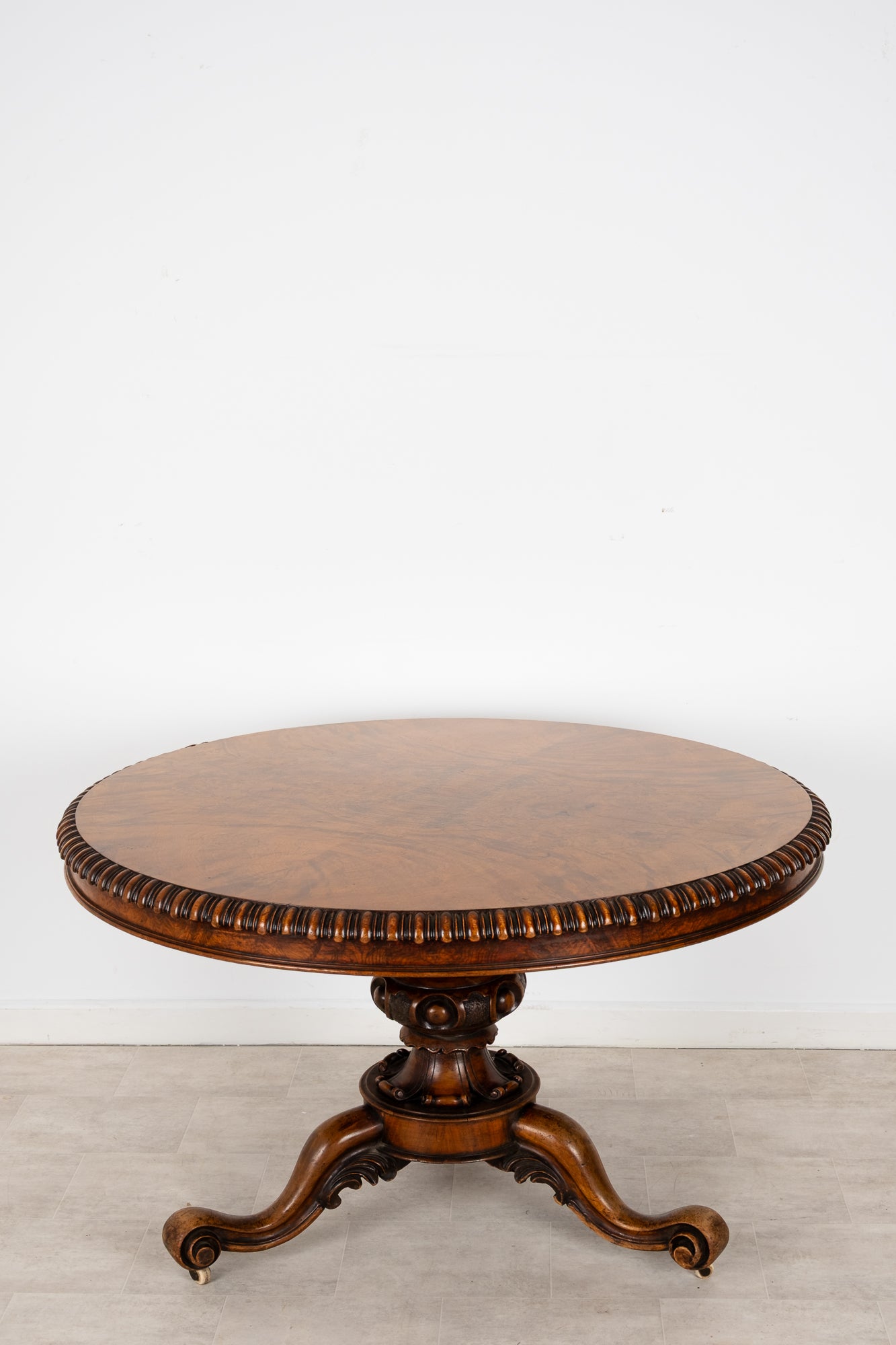 Antique Victorian Walnut Circular Centre Table On Tripod Base