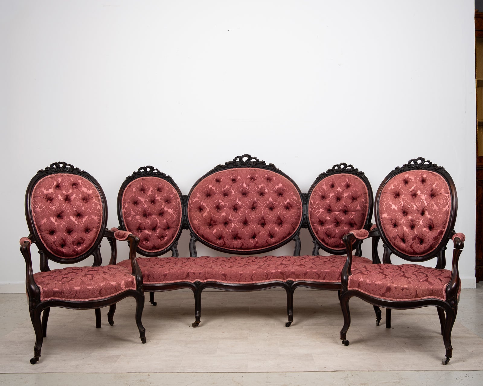 Victorian Mahogany 3 Piece Parlour Suite - Antique Sofa and Armchairs, c.1880