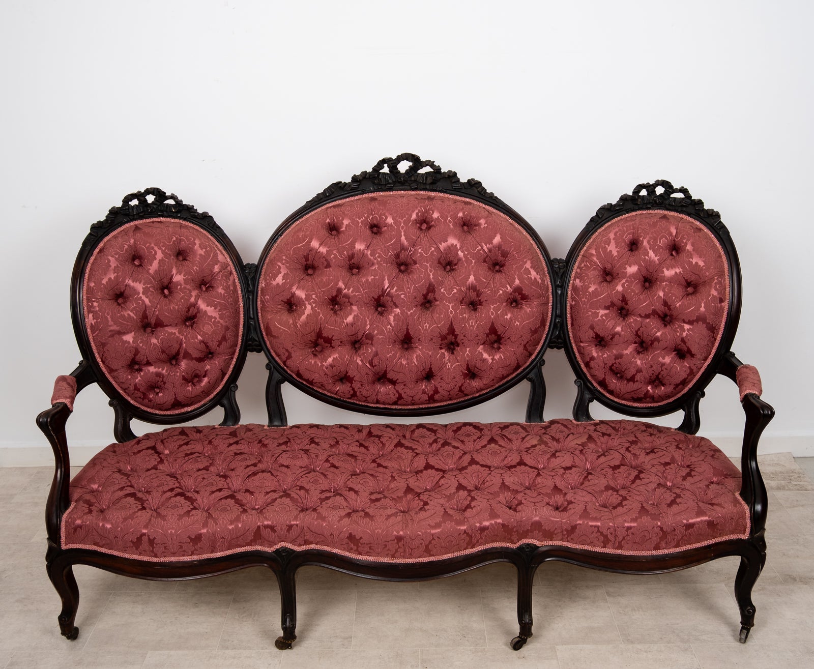 Victorian Mahogany 3 Piece Parlour Suite - Antique Sofa and Armchairs, c.1880