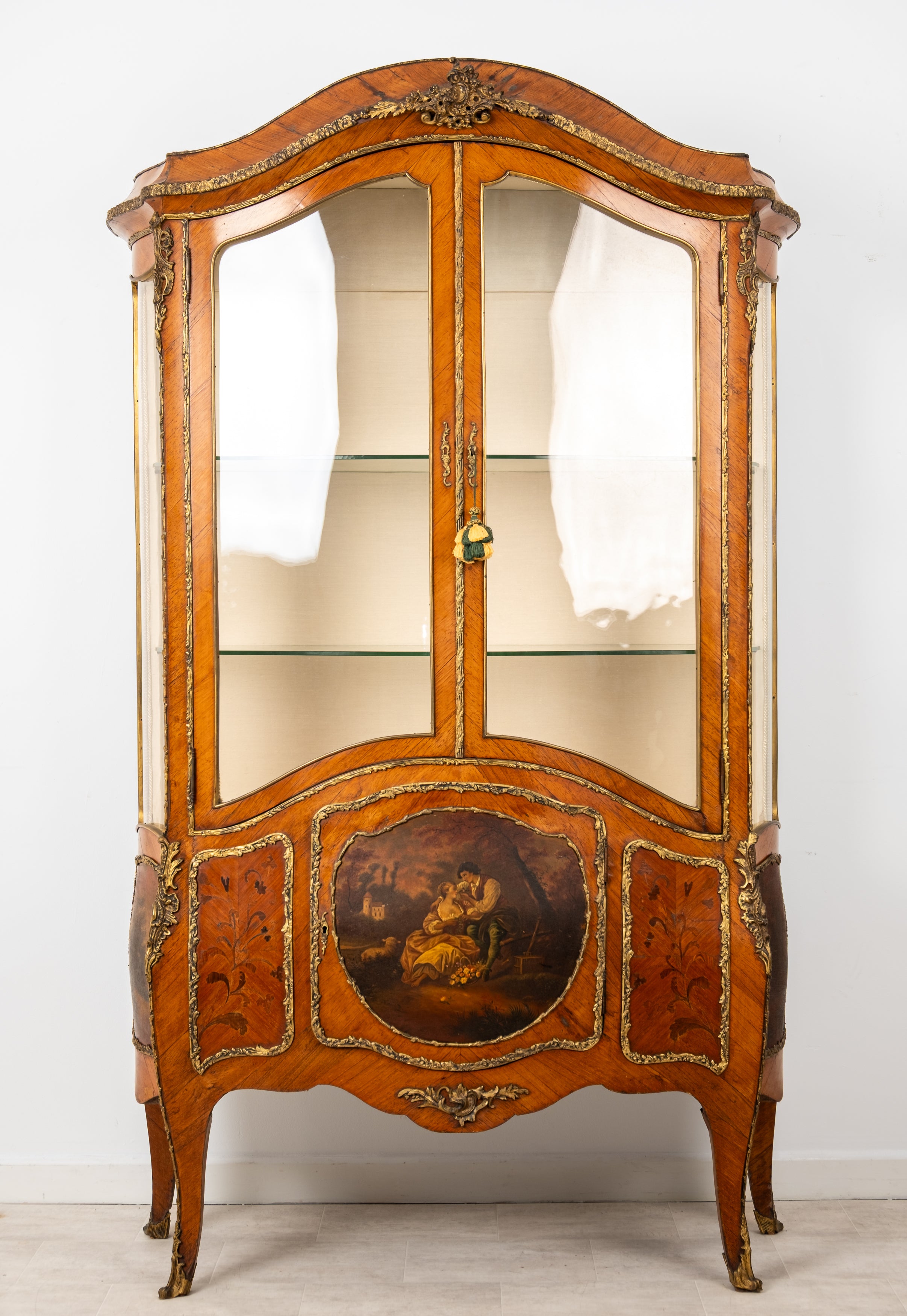 Antique French Kingwood Vernis Martin Display Cabinet Vitrine With Ormolu Mounts c.1880