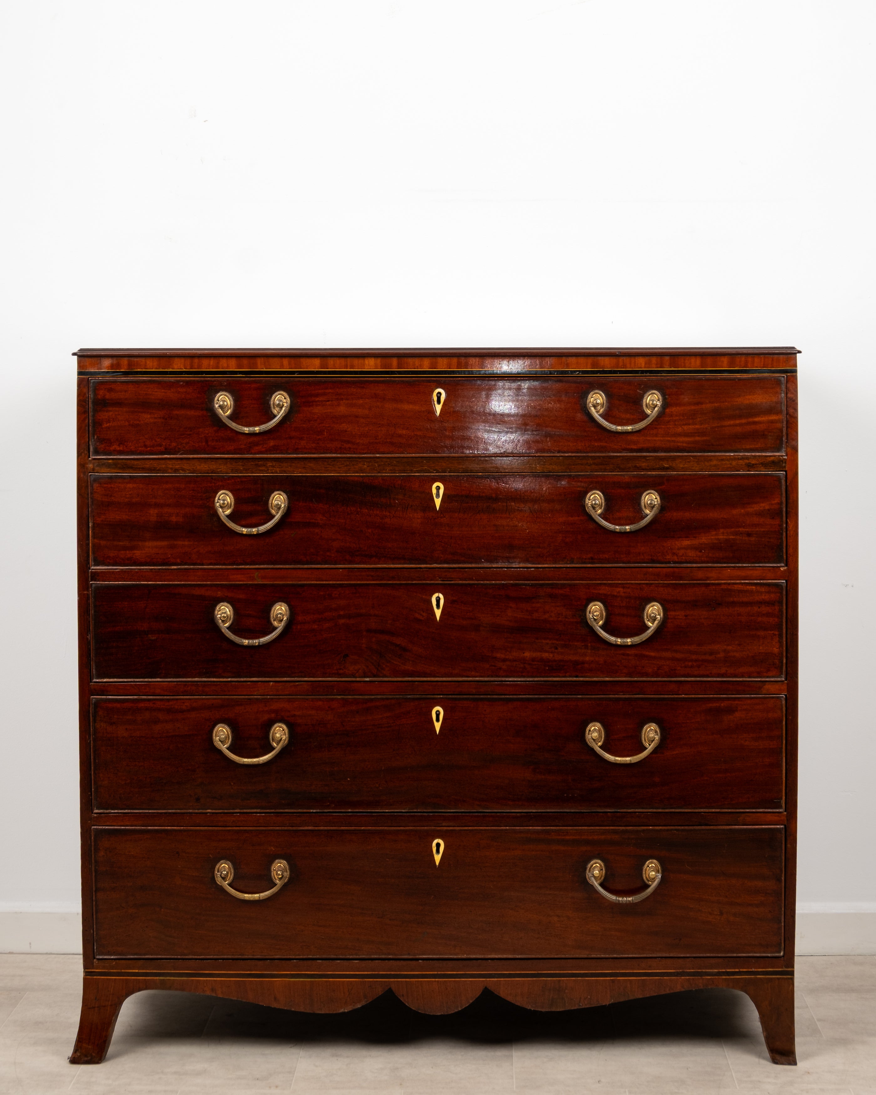 Antique 19th century mahogany Sheraton style chest of drawers c1860