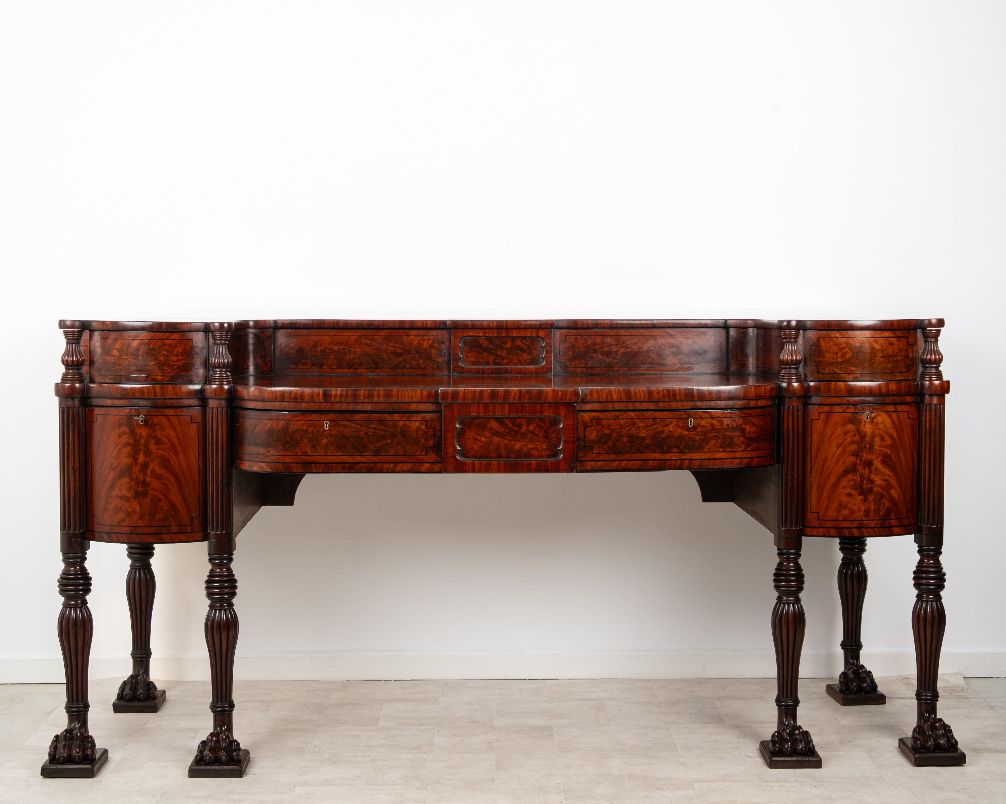 Antique Regency flame mahogany sideboard server desk c1830