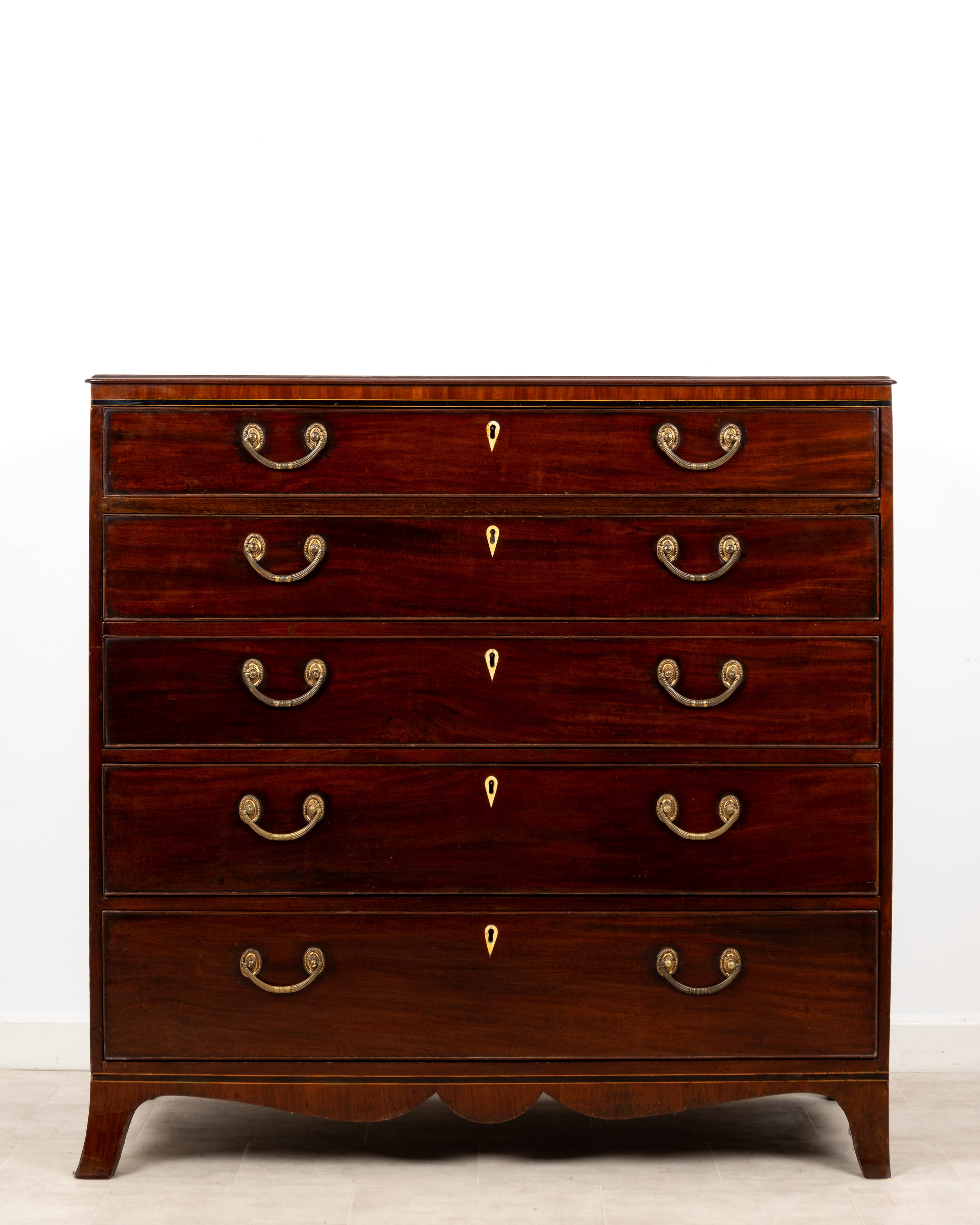 Antique 19th Century Mahogany Sheraton Style Chest Of Drawers c.1860