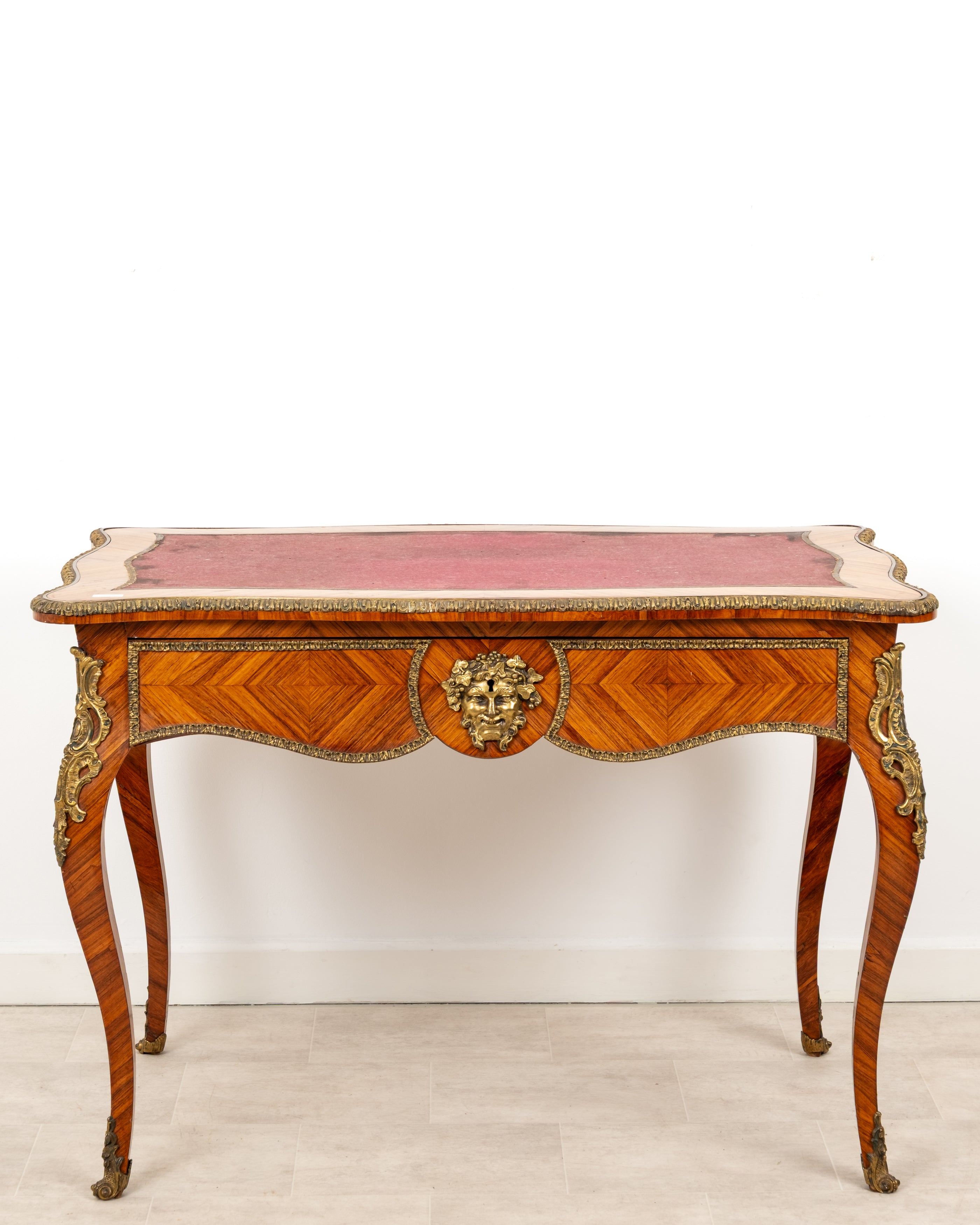 Antique French Kingwood Bureau Plat Writing Desk With Ormolu Mounts c.1880