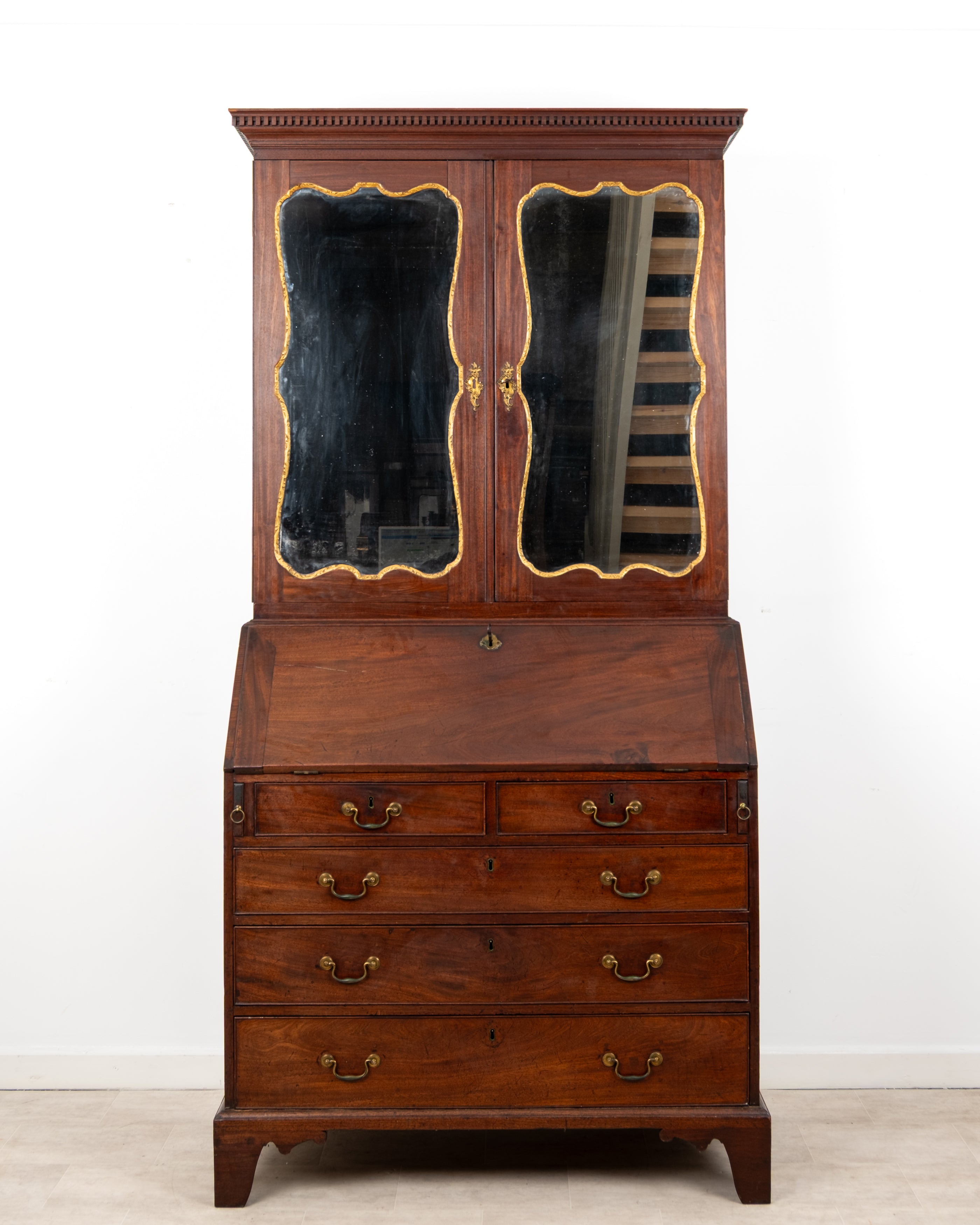 Fine George III Period English Mahogany Bureau Bookcase c.1760 - Antique 18th Century Writing Desk Cabinet