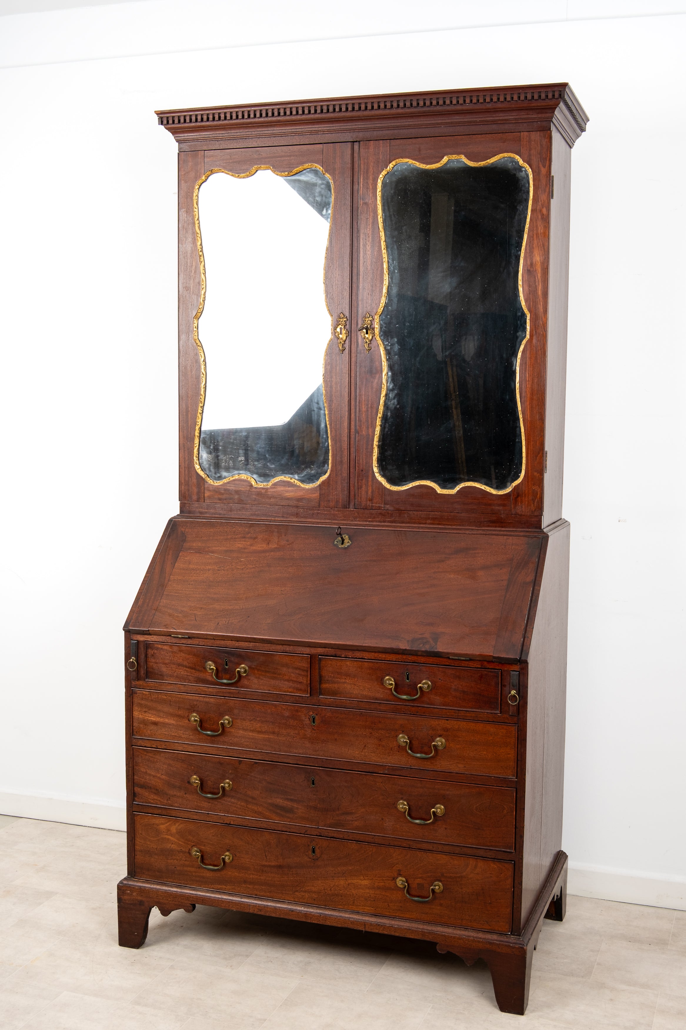 Fine George III Period English Mahogany Bureau Bookcase c.1760 - Antique 18th Century Writing Desk Cabinet