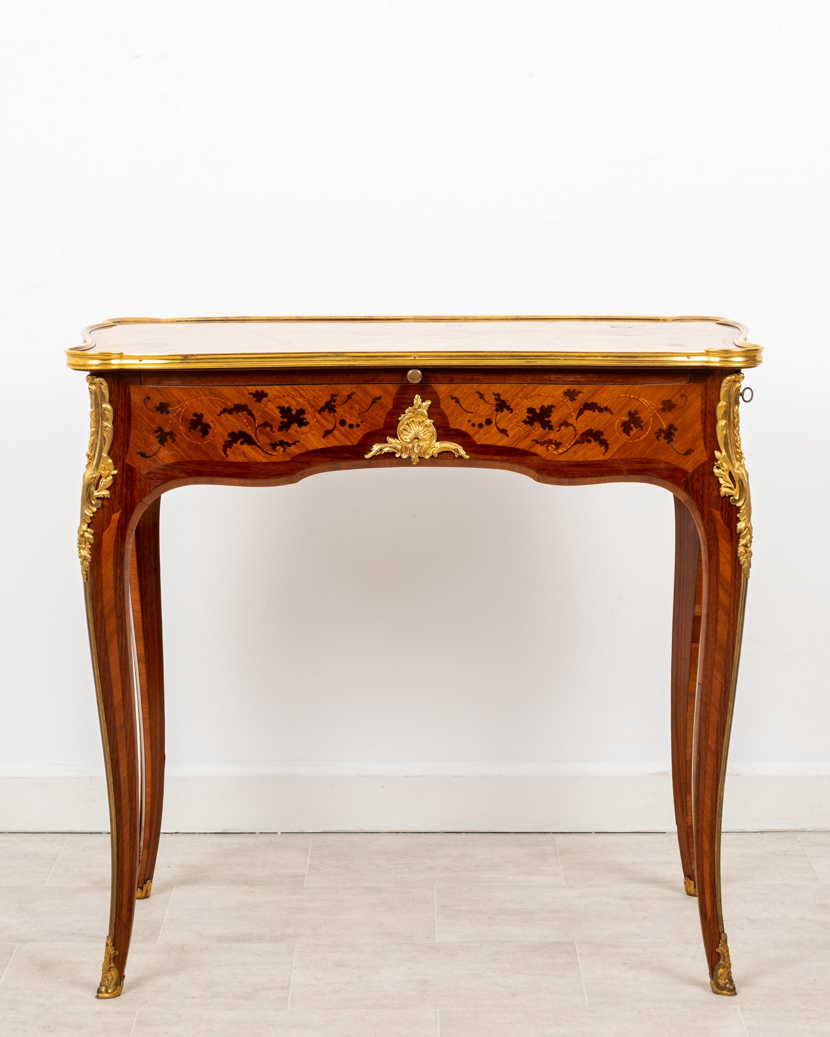 Antique French Louis XV kingwood marquetry writing desk attributed to Durand circa 1880