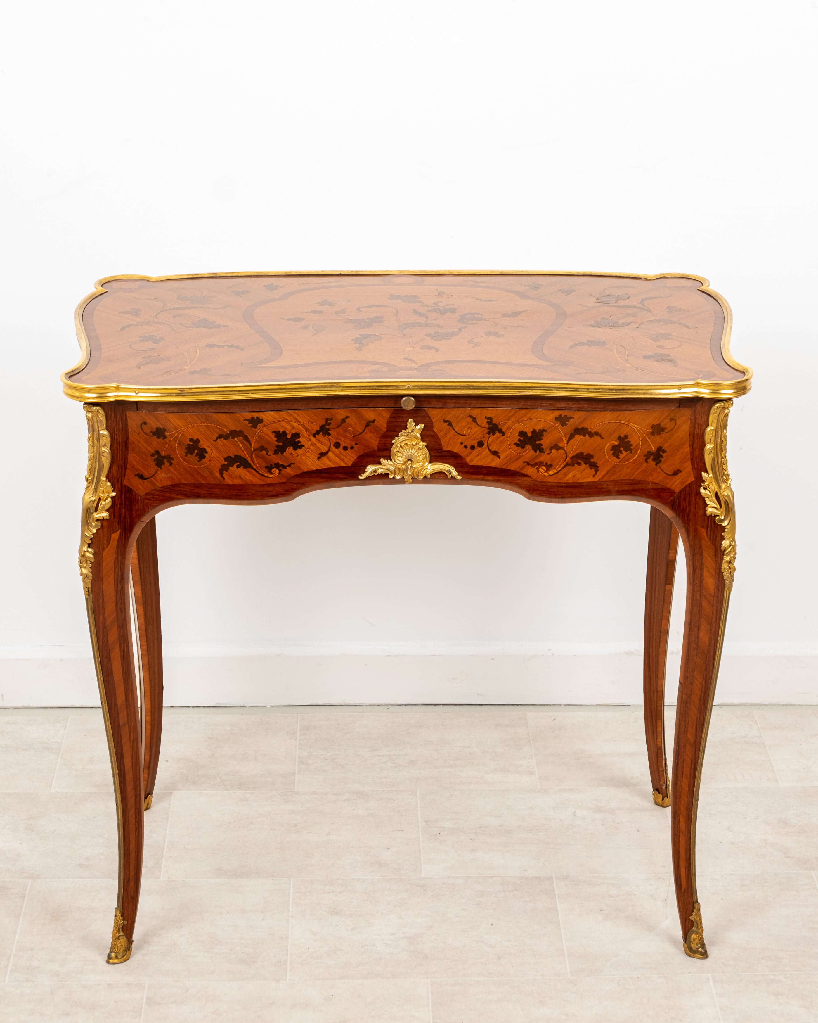 Fine Antique French Louis XV Kingwood Marquetry Writing Desk By Durand c.1880