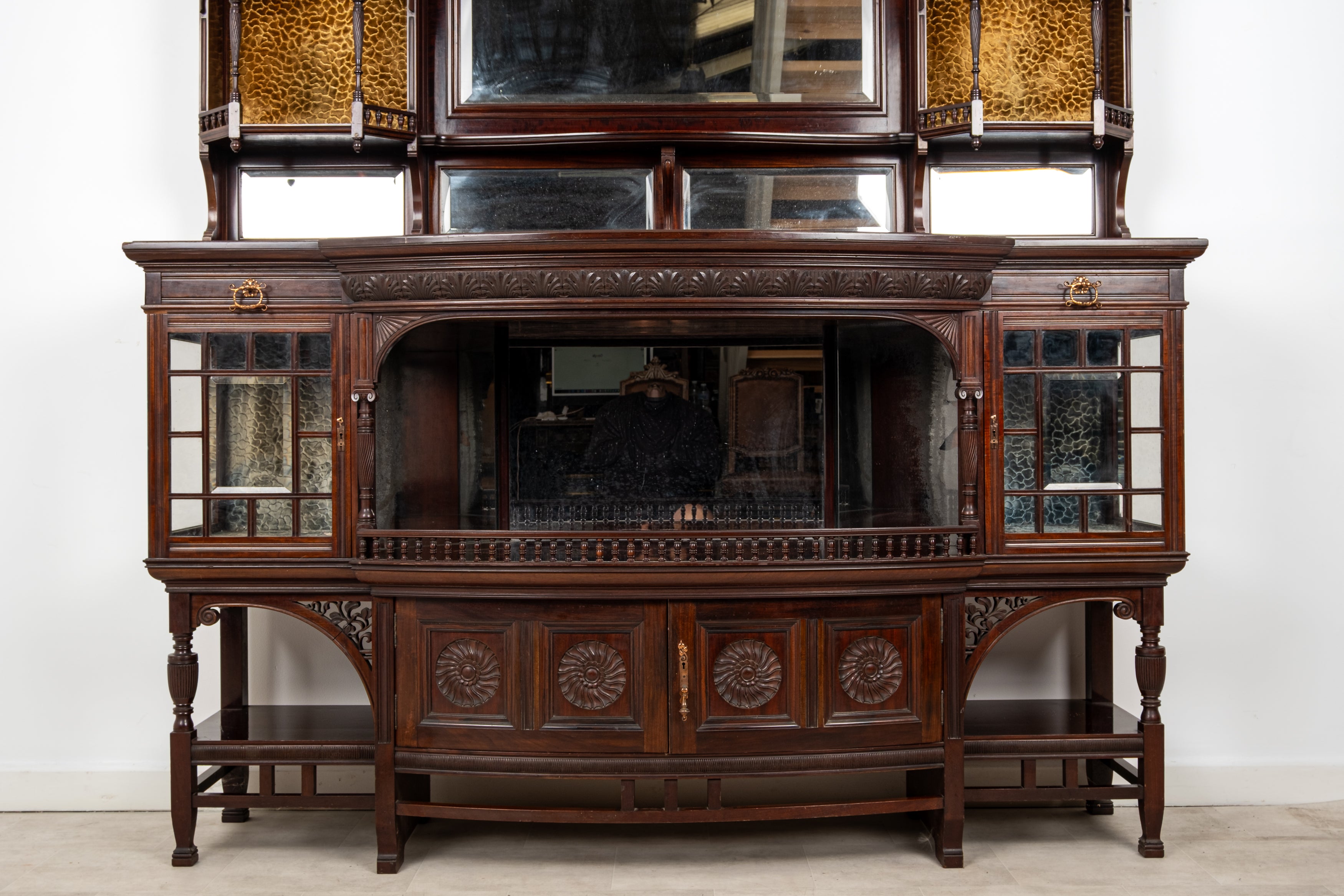 Monumental Antique Mahogany Display Sideboard by Lamb of Manchester c.1890