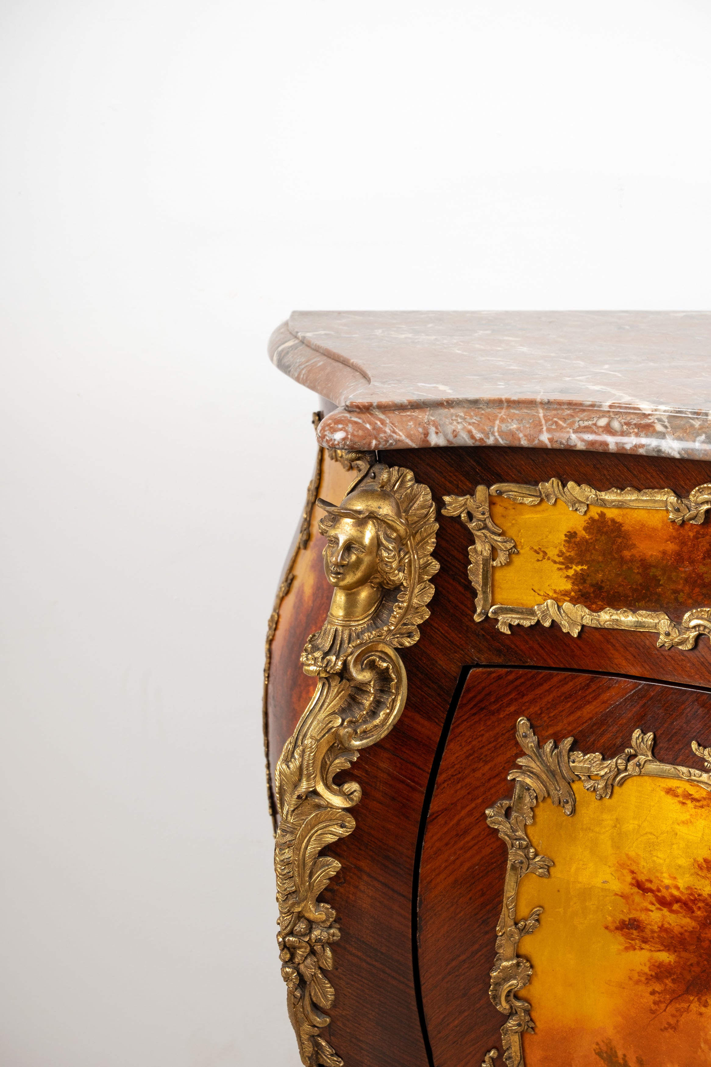 Antique French Vernis Martin Bombé Cabinet with Ormolu Mounts & Marble Top c.1900