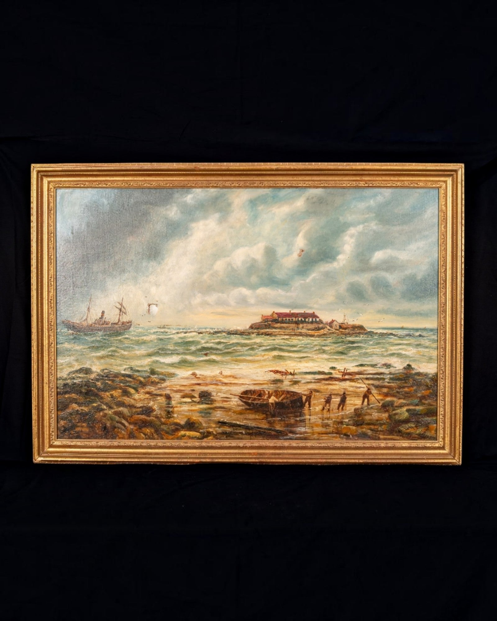 Bernard Benedict Hemy signed marine oil painting of St Mary’s Island