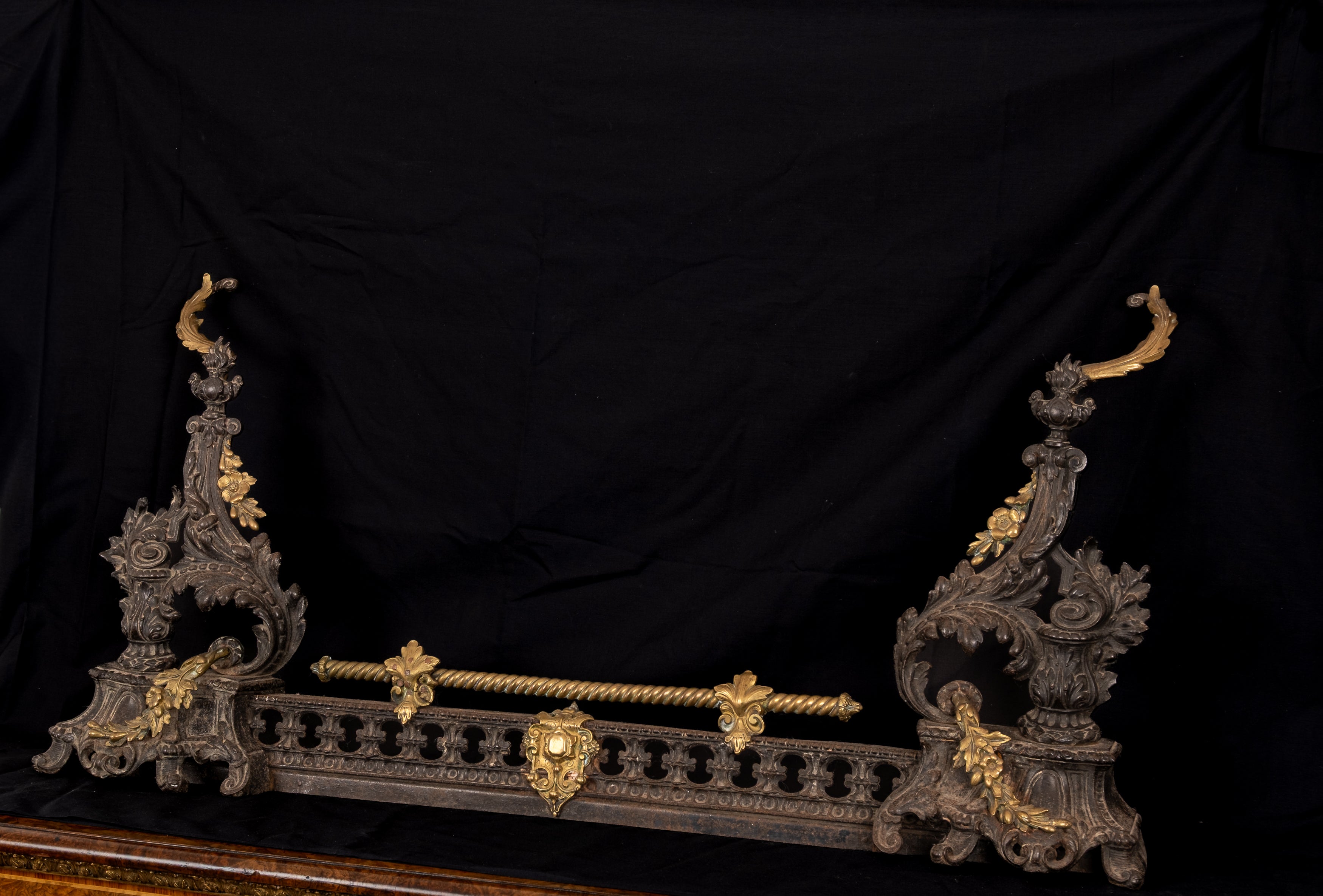 Antique French Louis XV Adjustable Fireplace Fender c.1880