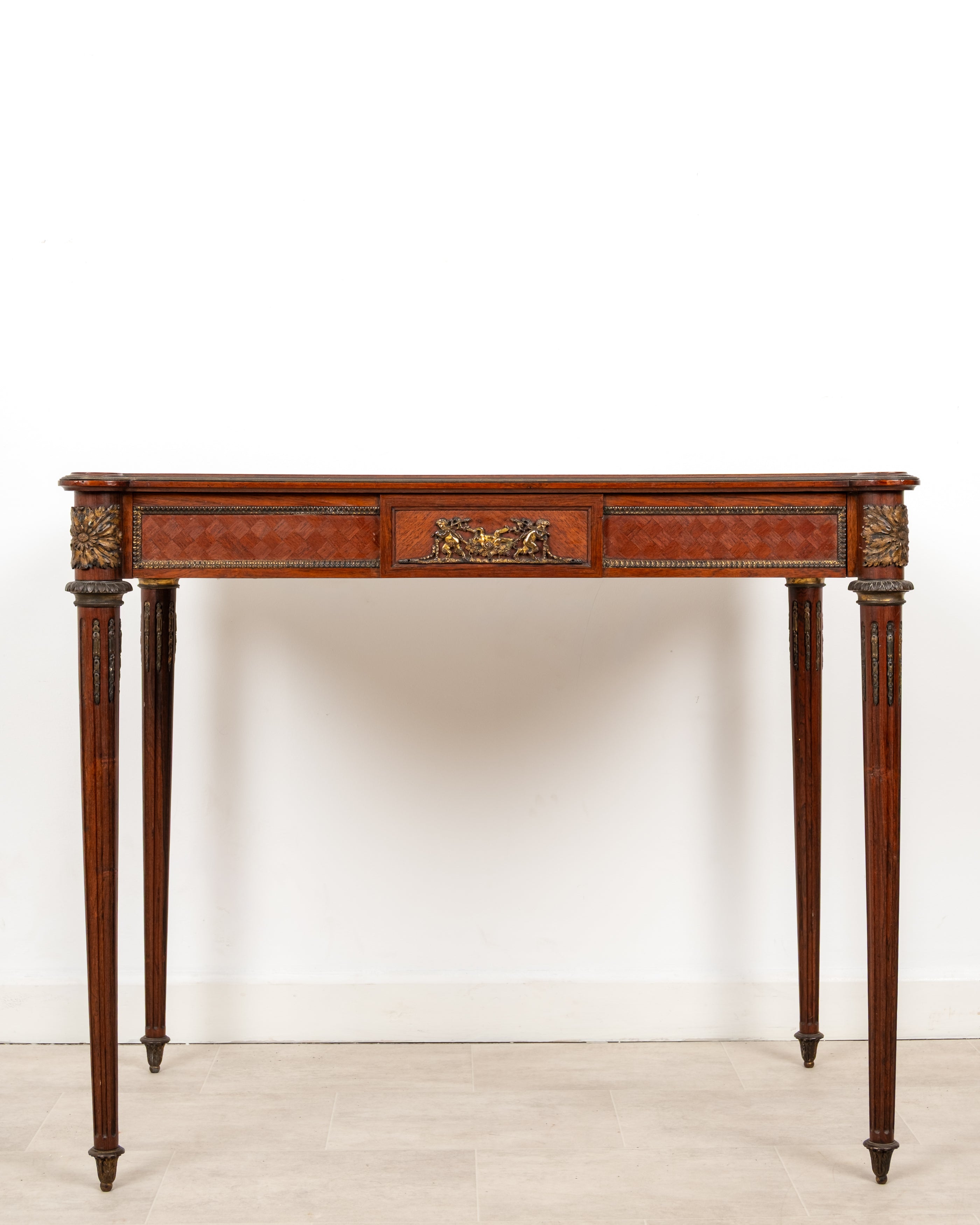 Antique French Ormolu Mounted Parquetry Writing Table – Louis XVI Style Desk