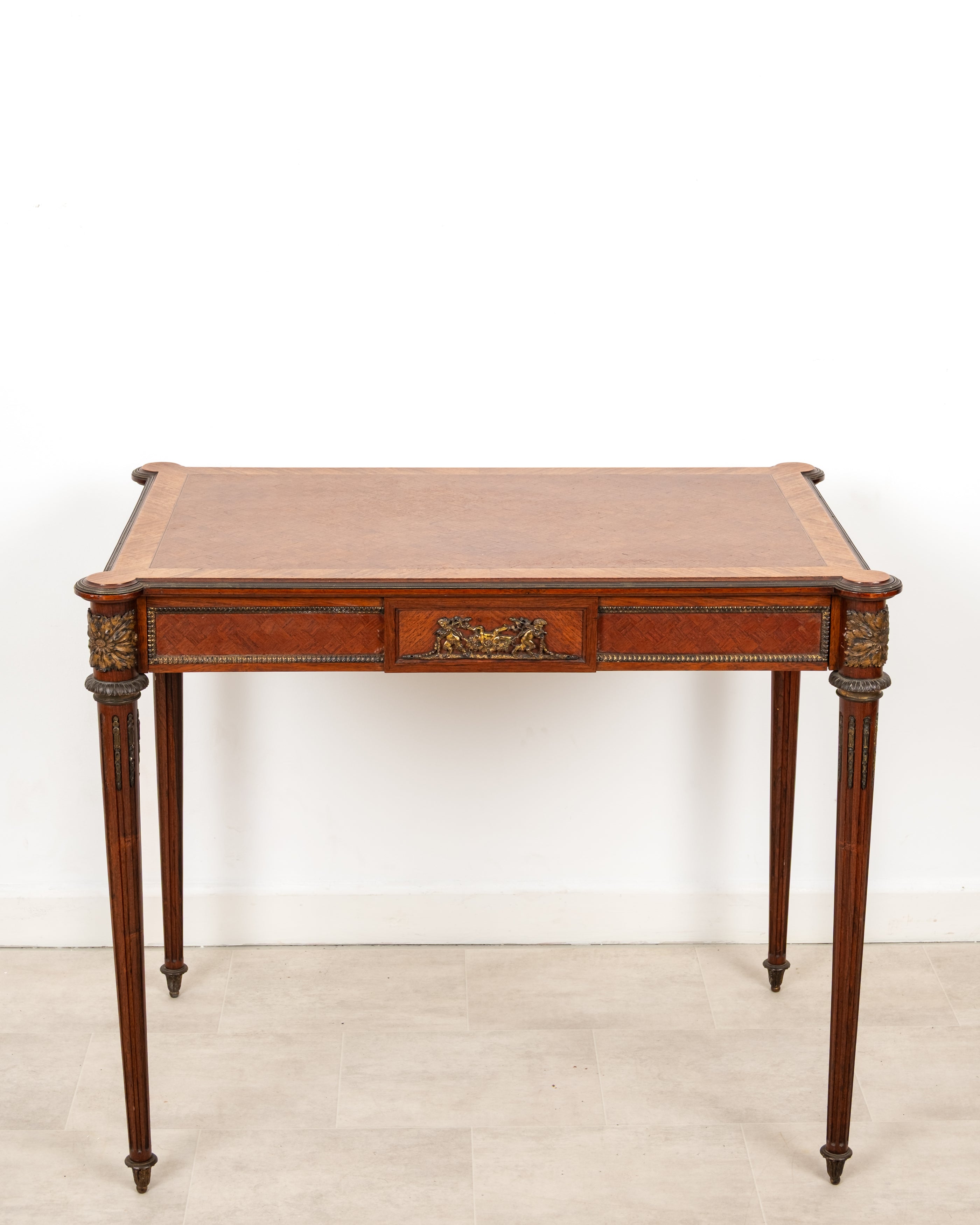 Antique French Ormolu Mounted Parquetry Writing Table – Louis XVI Style Desk