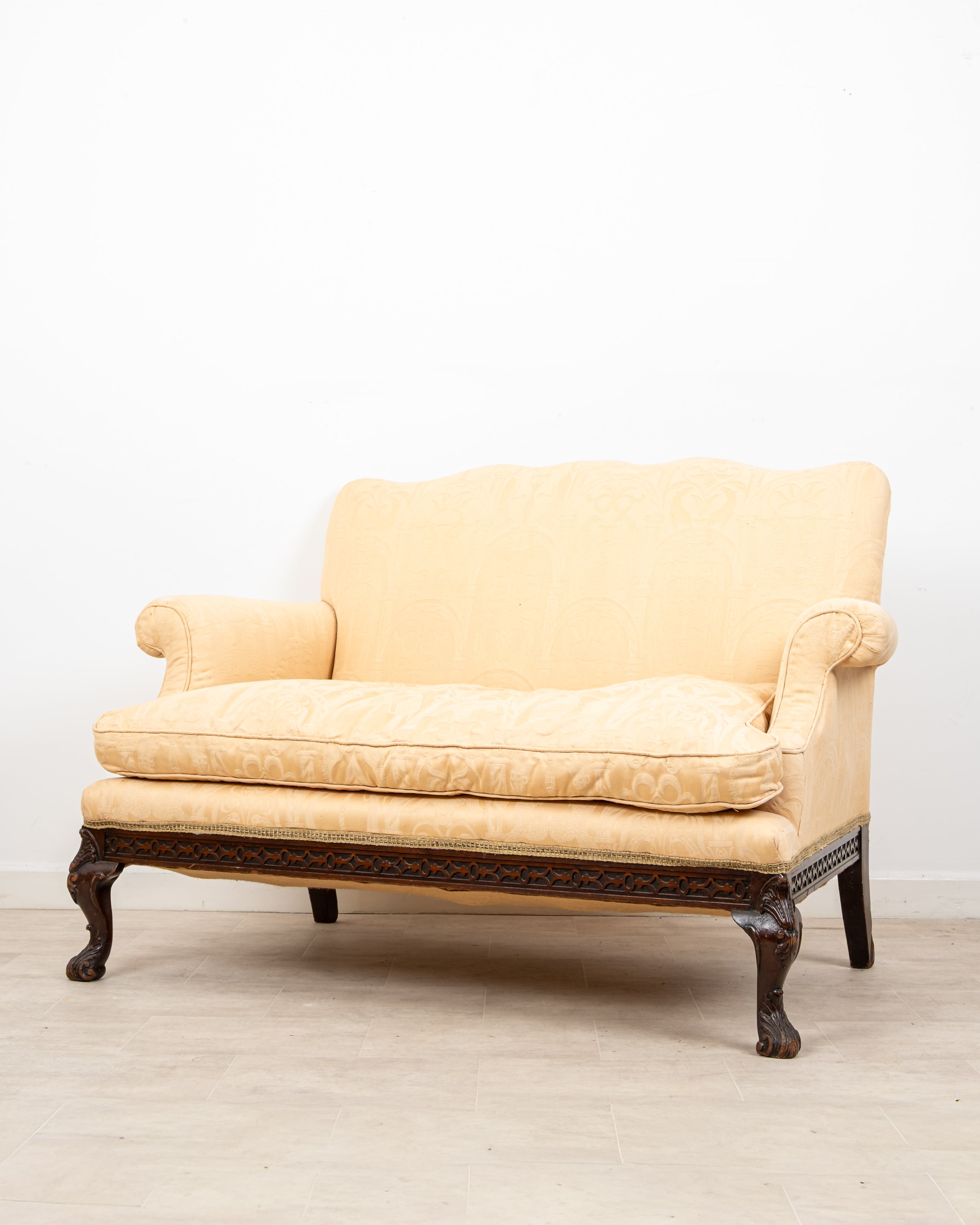 Antique mahogany Chippendale Revival two seat settee circa 1900