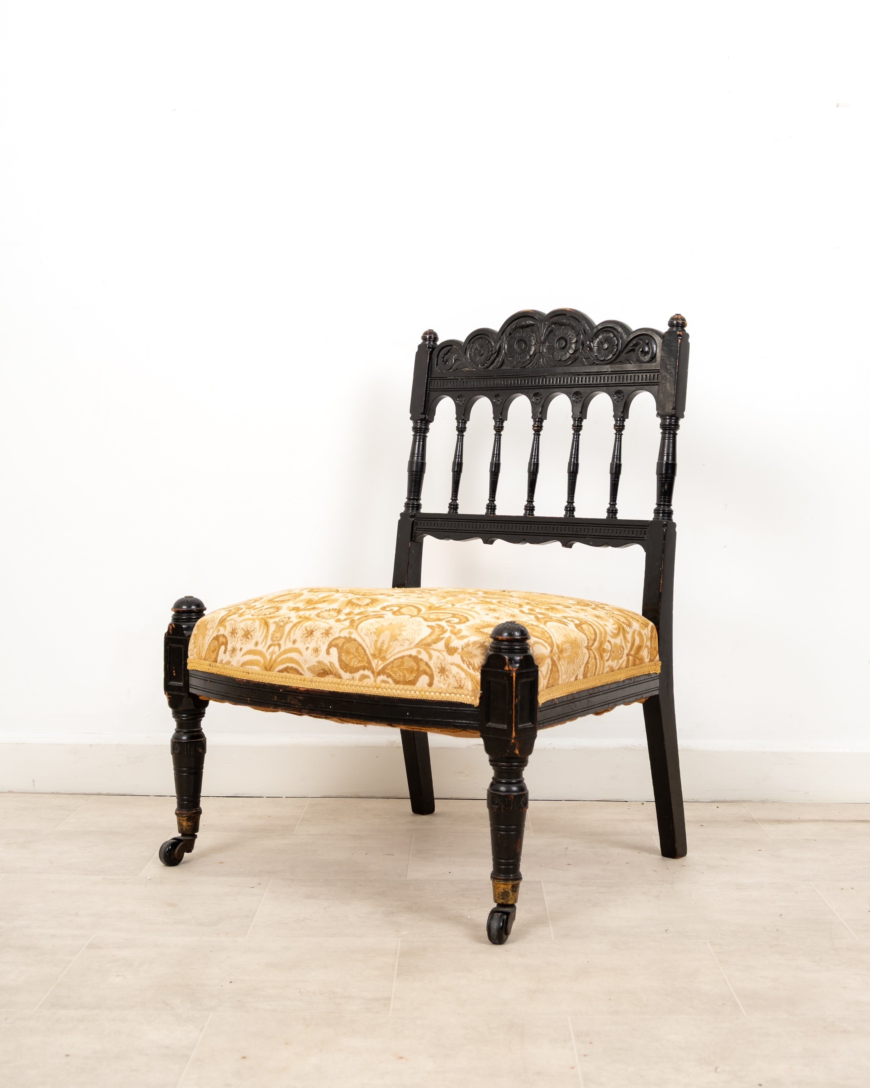 Victorian ebonised Aesthetic Movement slipper chair circa 1870