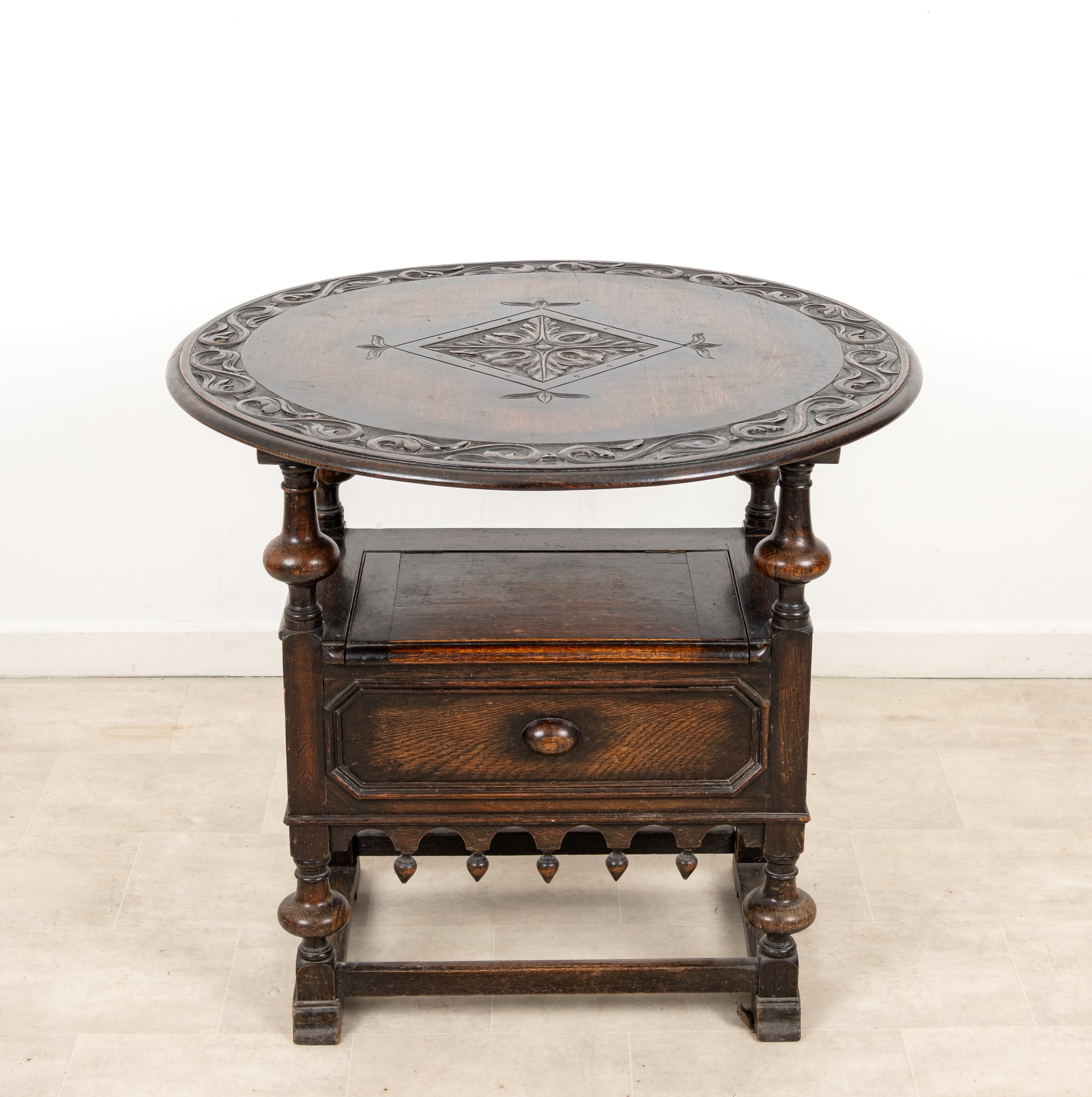 Antique Carved Oak Monk’s Bench Metamorphic Chair Table c.1900