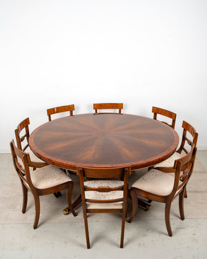 Vintage Rackstraw Regency Style Mahogany Round Dining Table & 8 Chairs