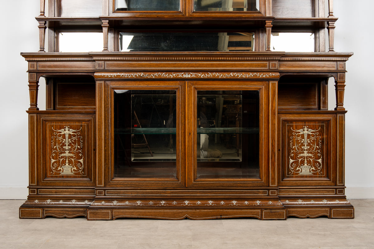 Victorian Rosewood Display Cabinet Attributed to Collinson & Lock, c.1890