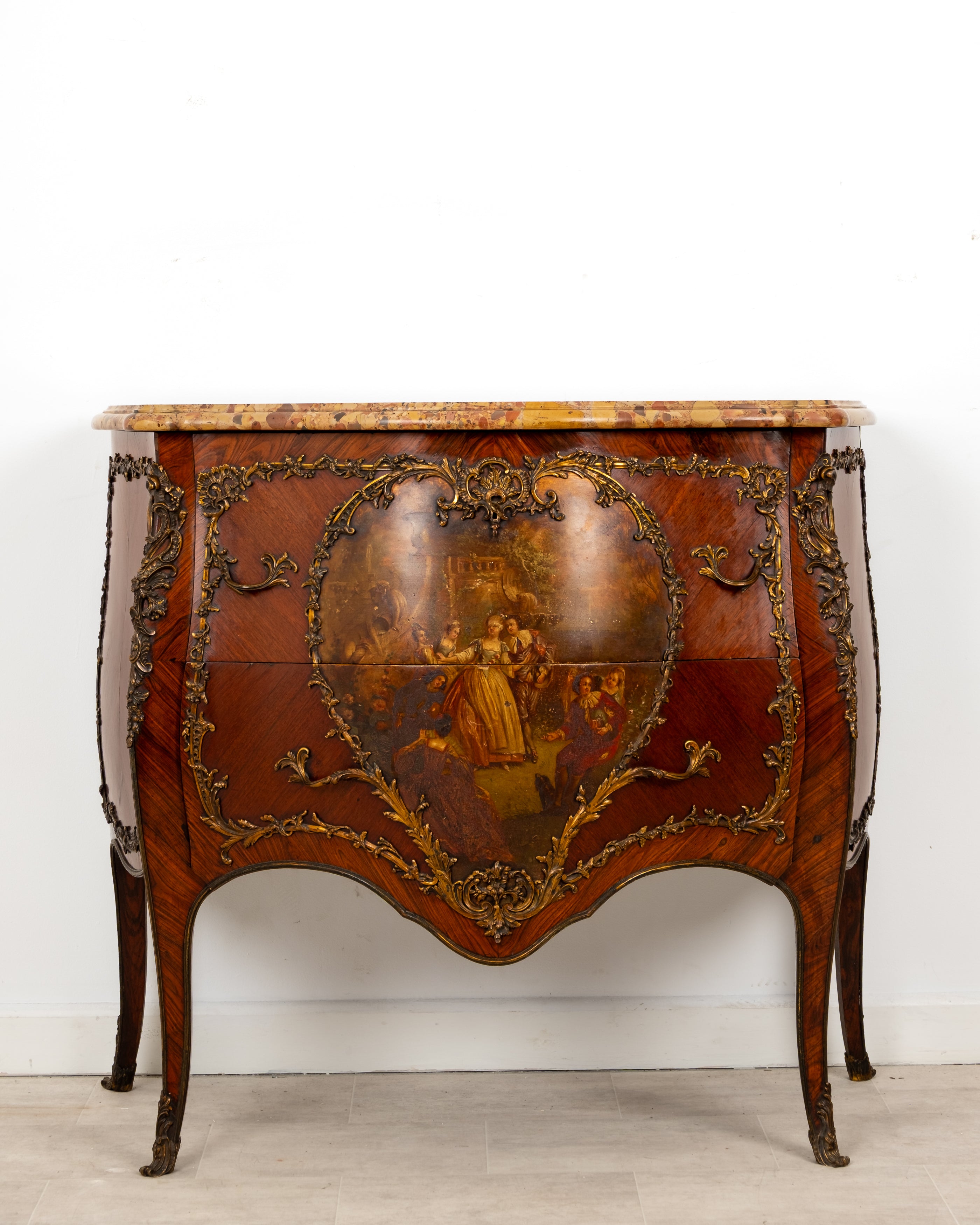 French Louis XV Revival kingwood Vernis Martin gilt-bronze commode circa 1880