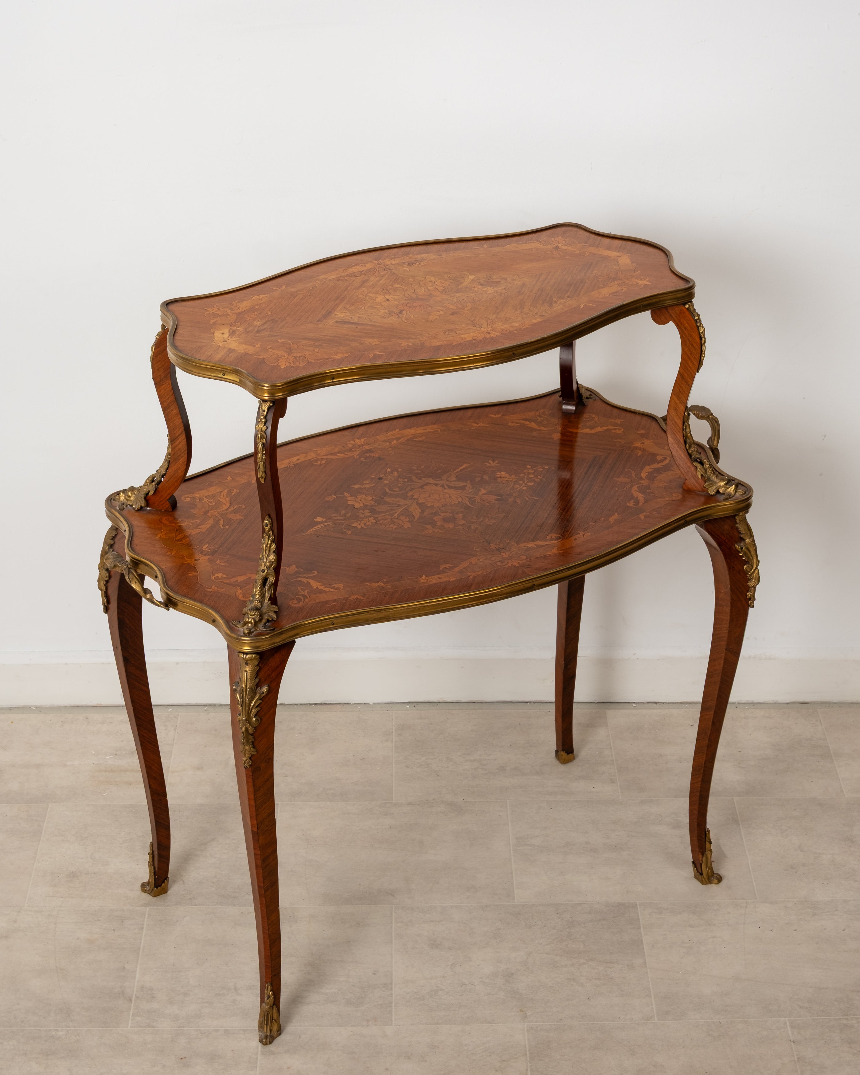 Antique French Louis XV Style Kingwood Marquetry Étagère c.1900