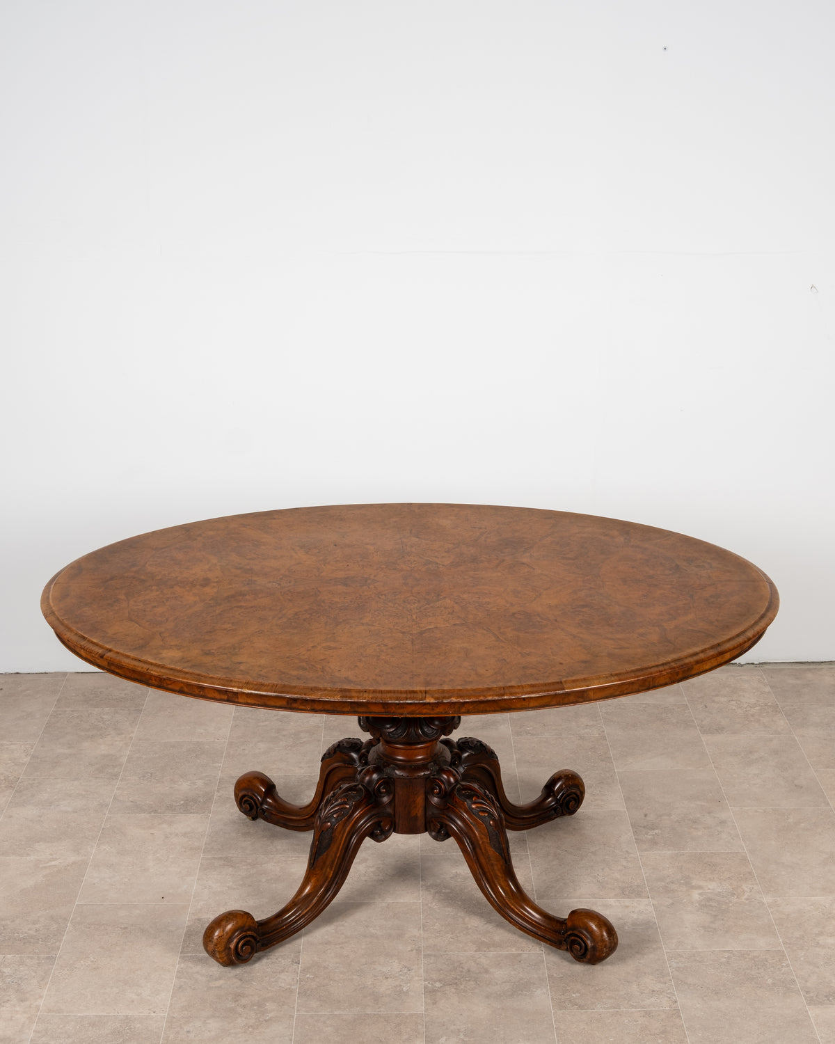 Antique Victorian Burr Walnut Oval Loo Table c.1860