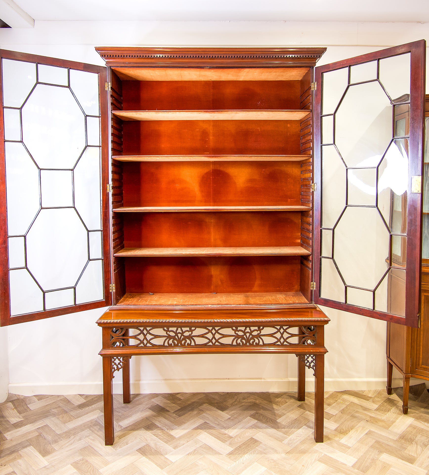 Antique Chippendale Style Mahogany Cabinet - Carved English c.1900