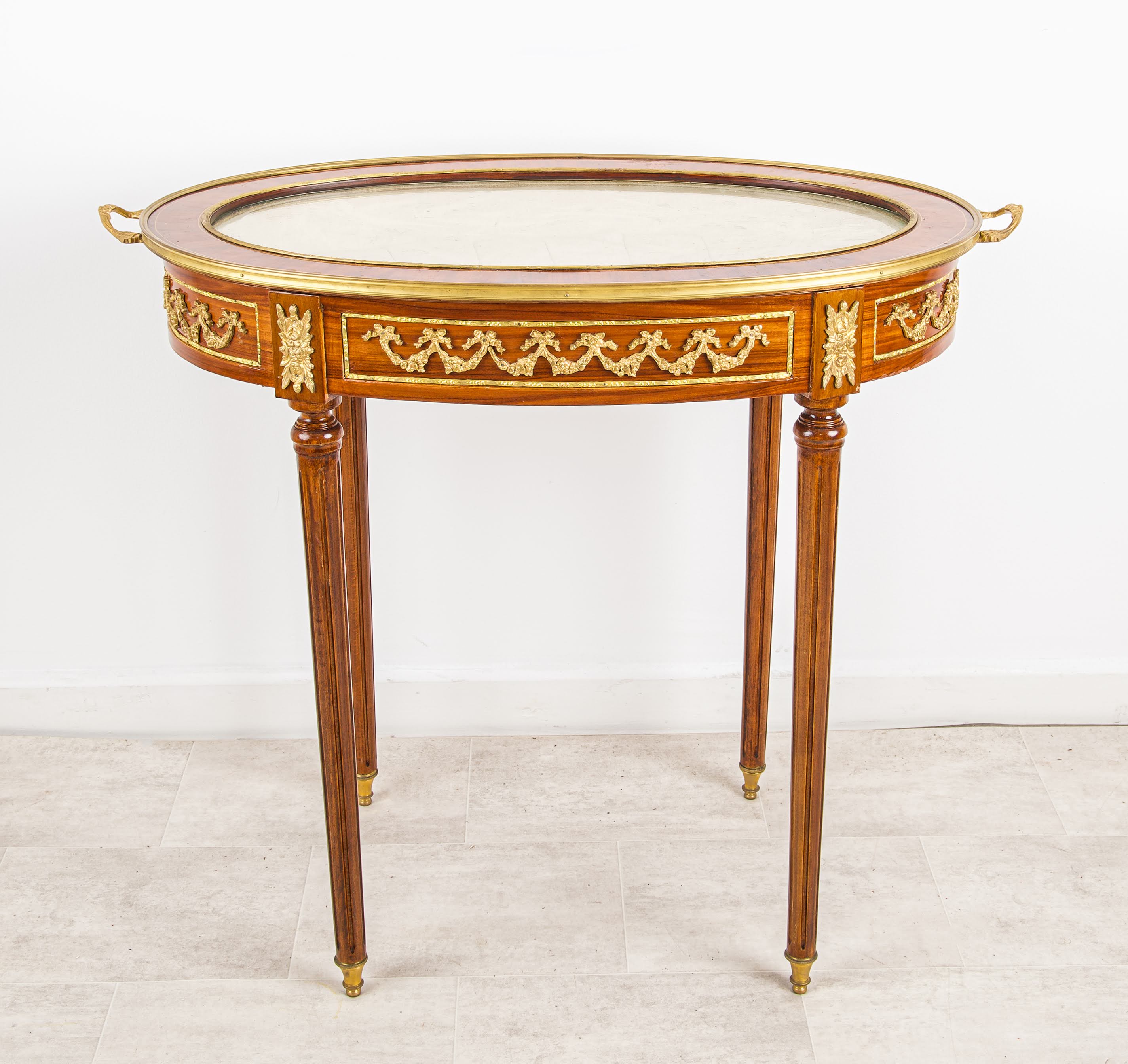 Vintage French Bijouterie Table - Ormolu Mounted Glass Display Jewellery Table