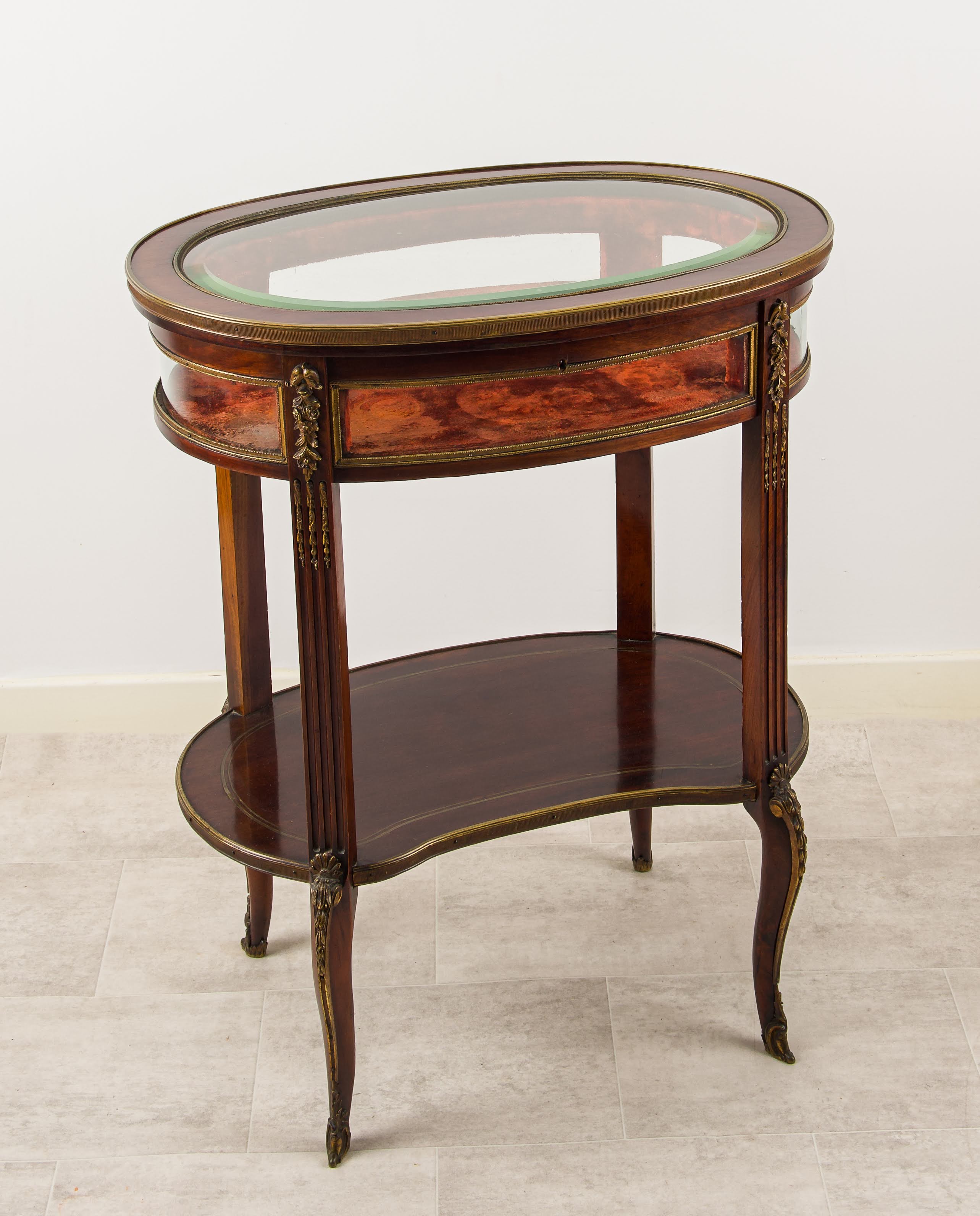 Antique French Mahogany Bijouterie Table with Glass Top - Belle Époque c.1900