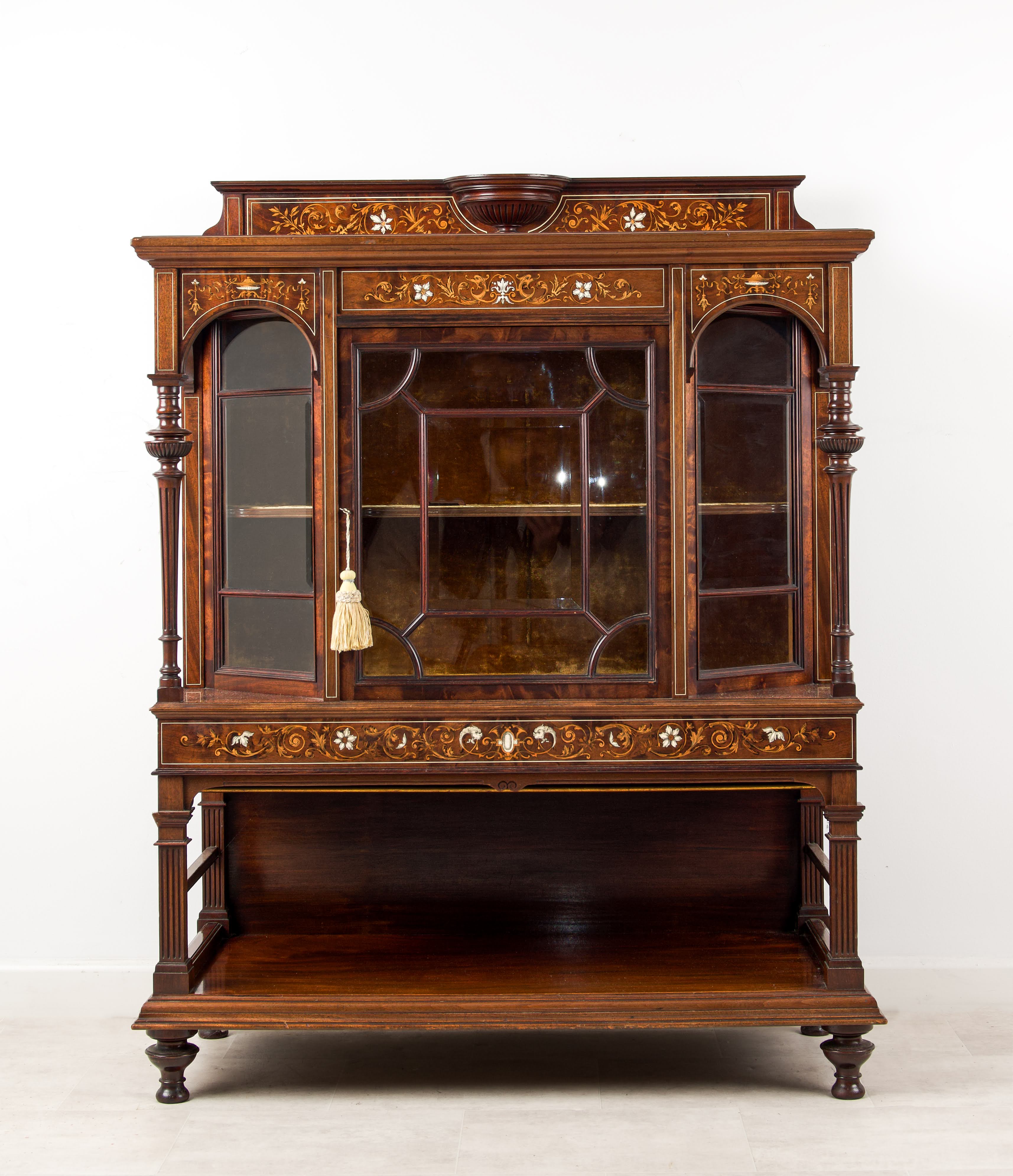 Victorian Inlaid Side Cabinet in the Manner of Edwards & Roberts, Late 19th Century