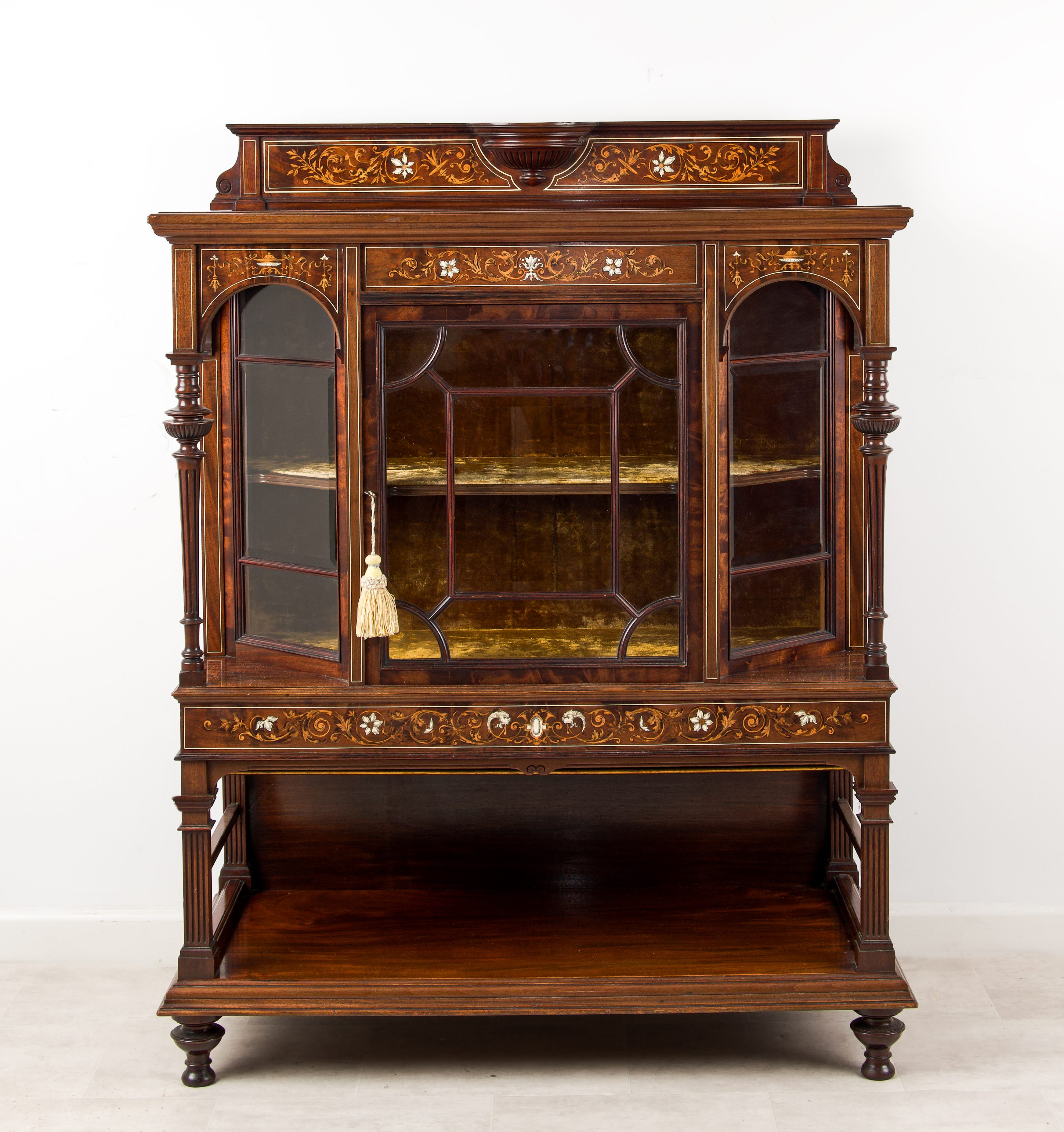 Victorian Inlaid Side Cabinet in the Manner of Edwards & Roberts, Late 19th Century