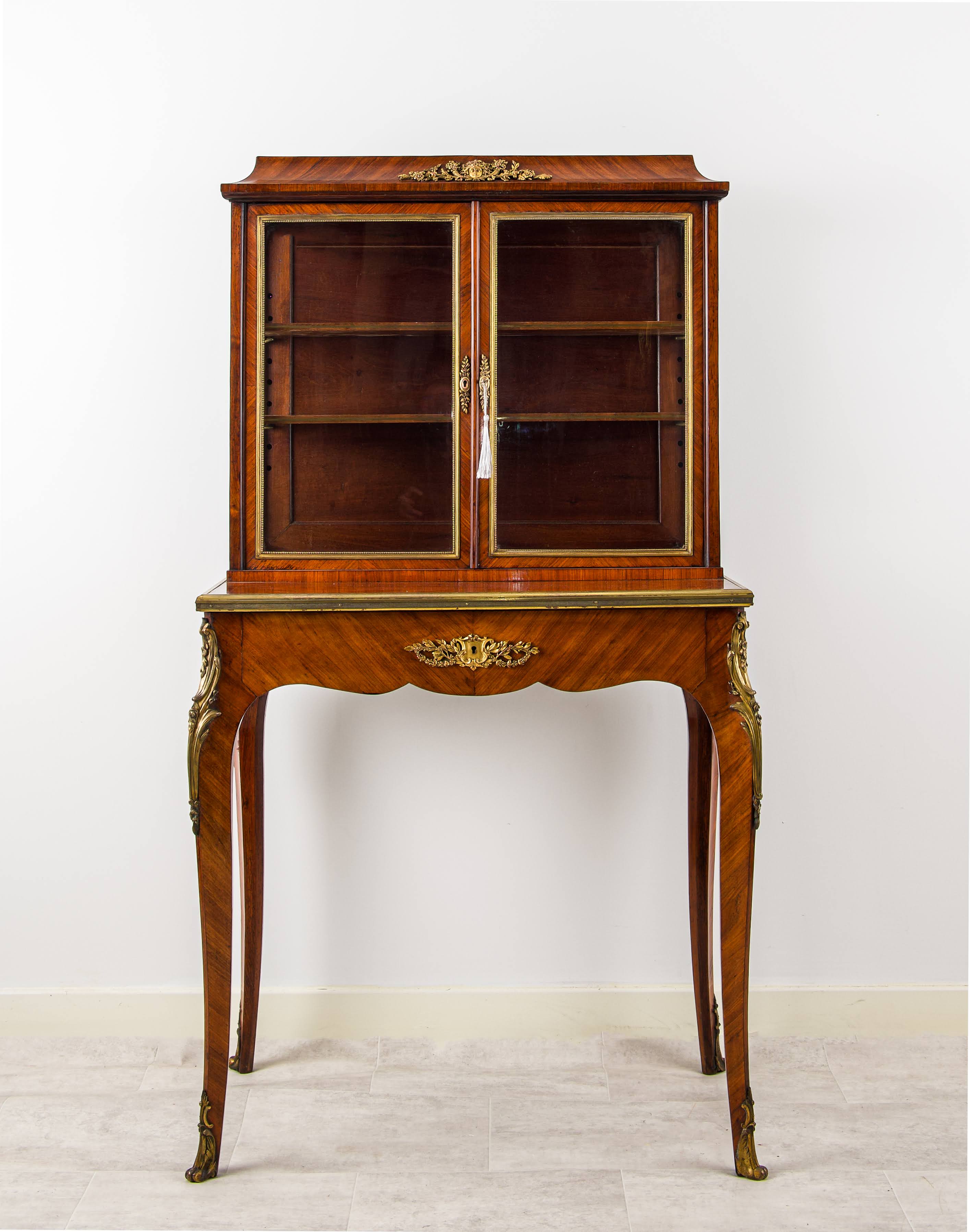 Fine 19th Century French Kingwood Bonheur du Jour Writing Cabinet c.1880