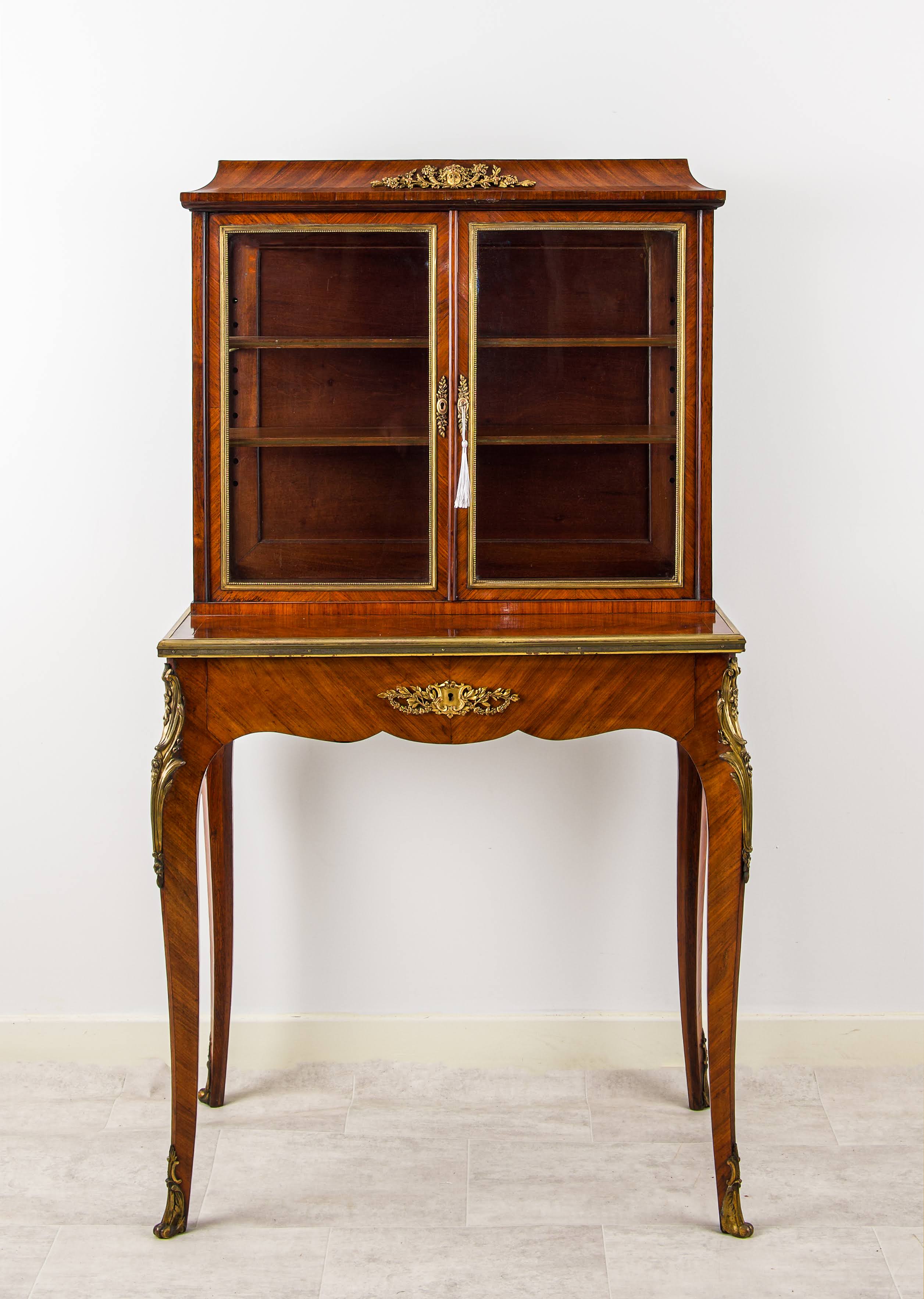Fine 19th Century French Kingwood Bonheur du Jour Writing Cabinet c.1880
