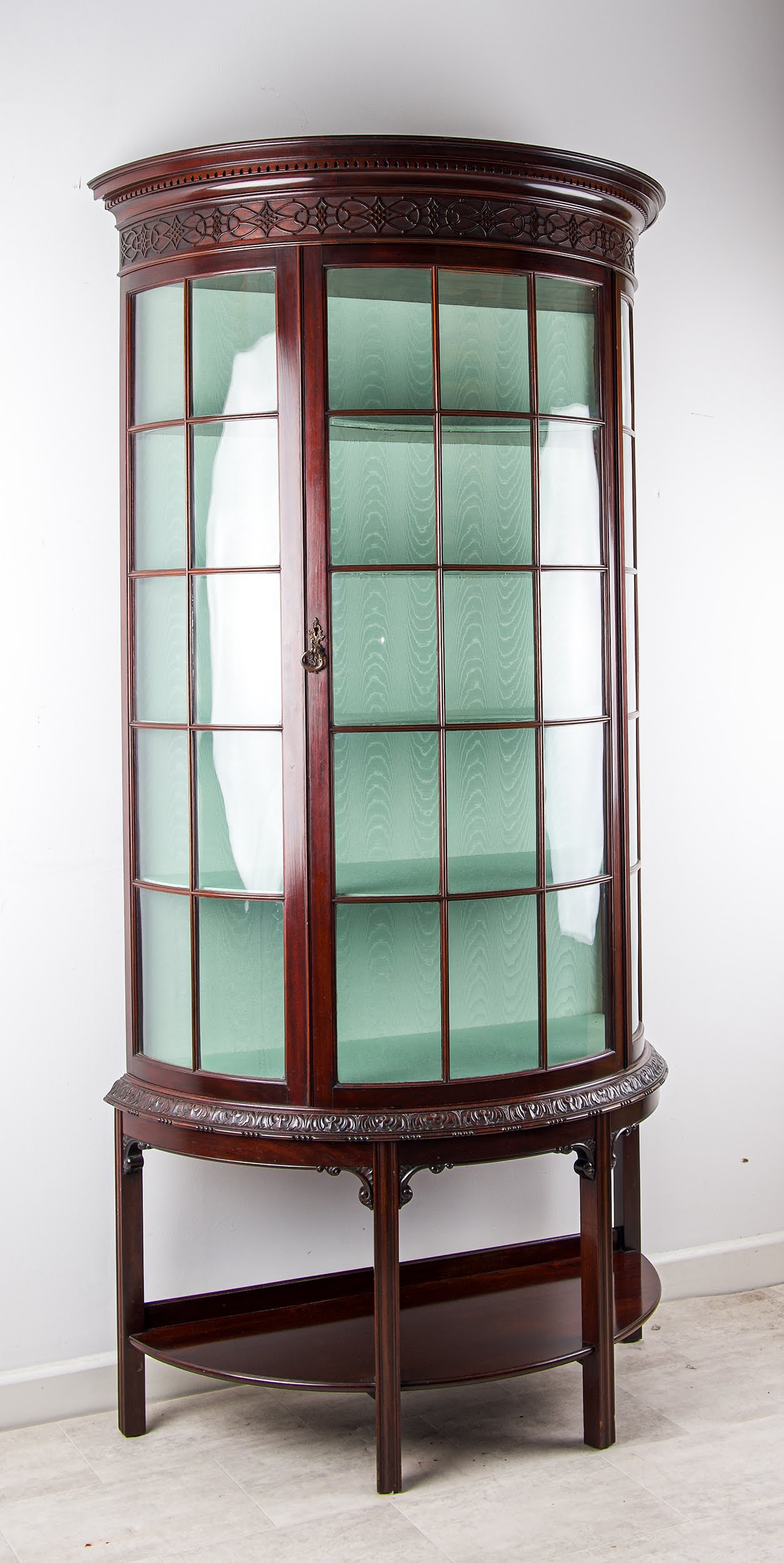 19th Century Mahogany Chippendale Style Demi-Lune Display Cabinet - Glazed Astragal Doors