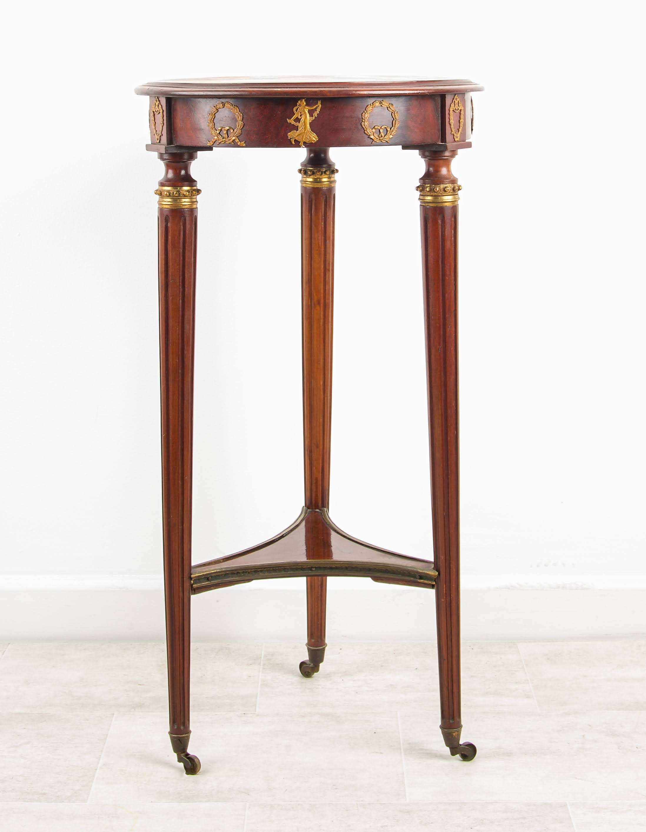 Antique French Empire Style Side Table With Ormolu Mounts