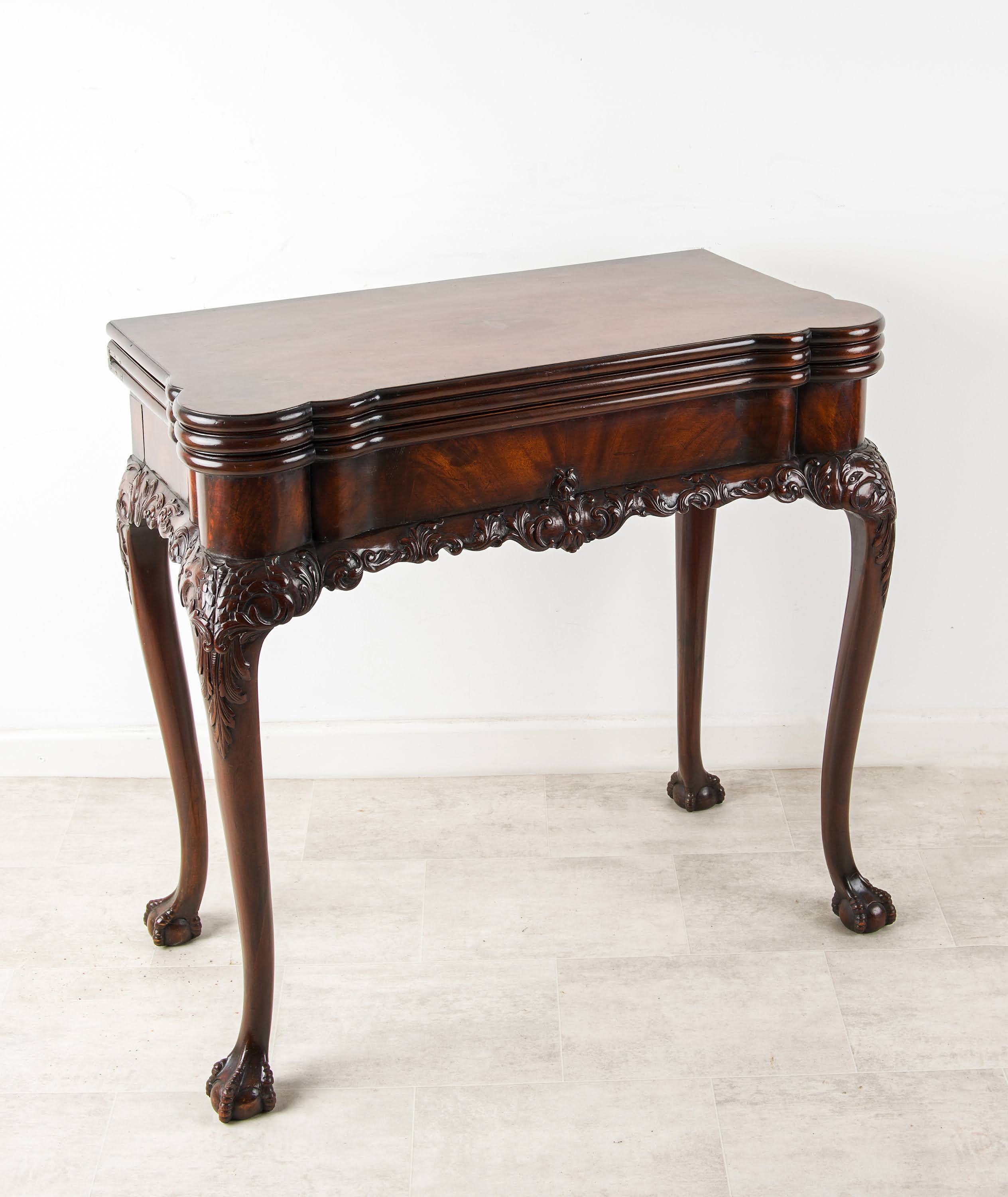 19th Century George II Style Mahogany Dual-Action Tea & Card Table