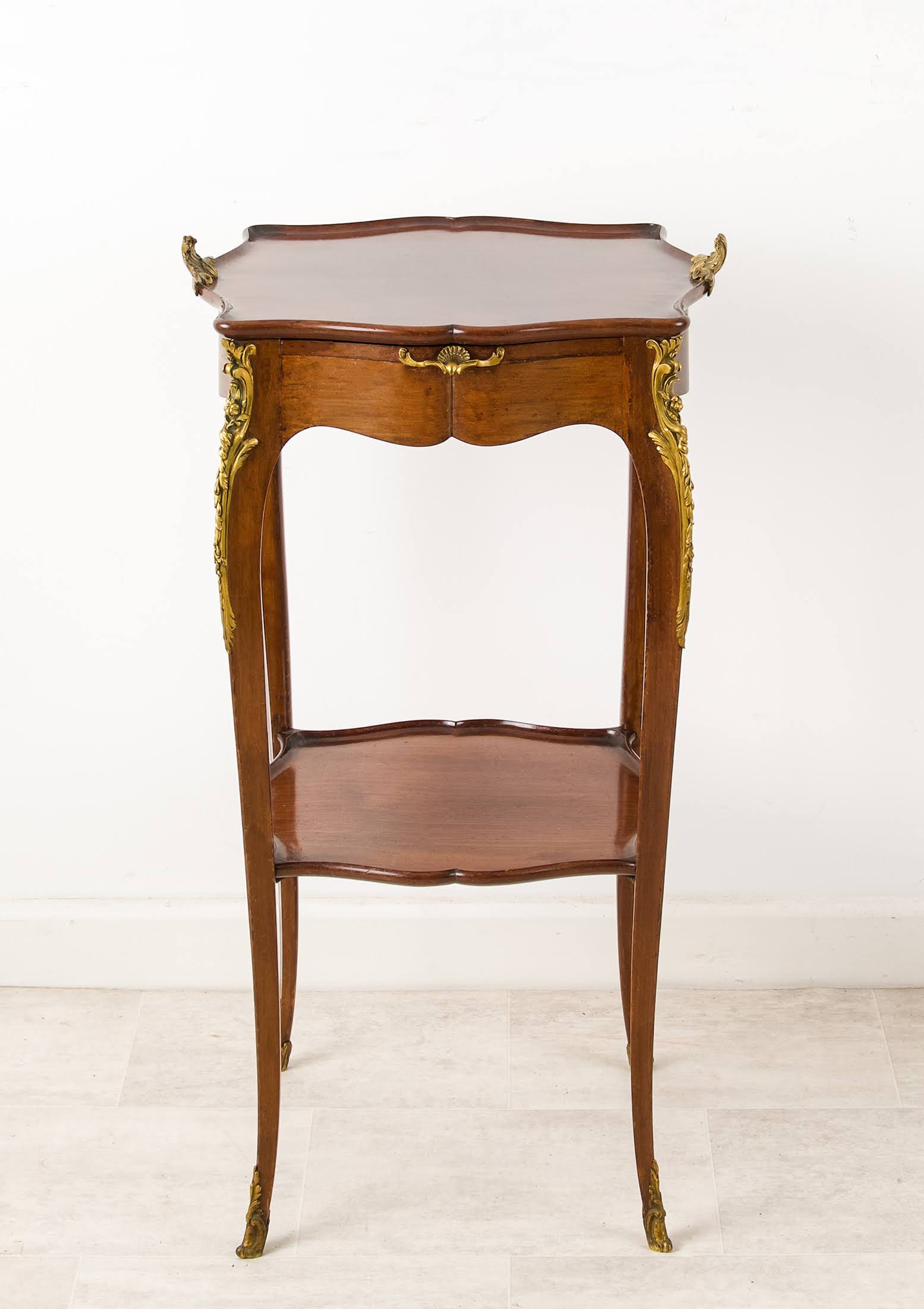French Antique Side Table in the Manner of François Linke with Ormolu Mounts