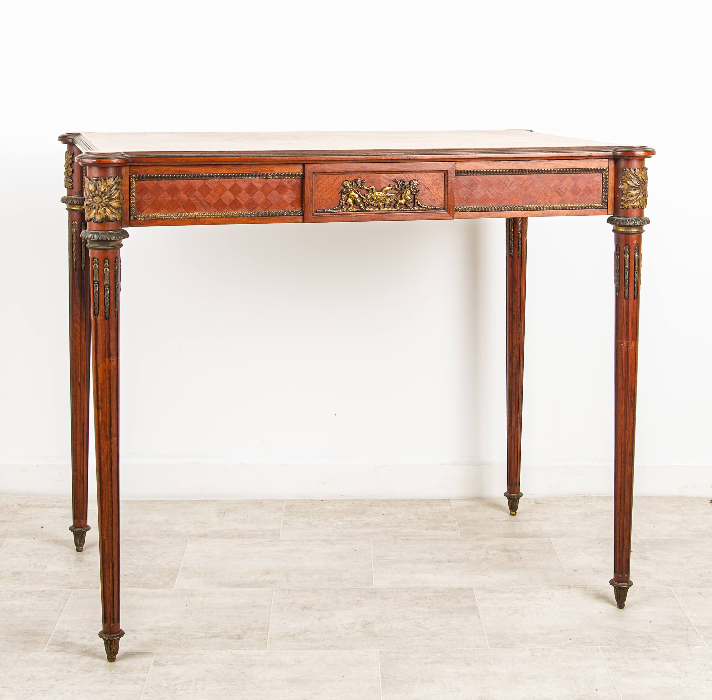 Antique French Ormolu Mounted Parquetry Writing Table – Louis XVI Style Desk