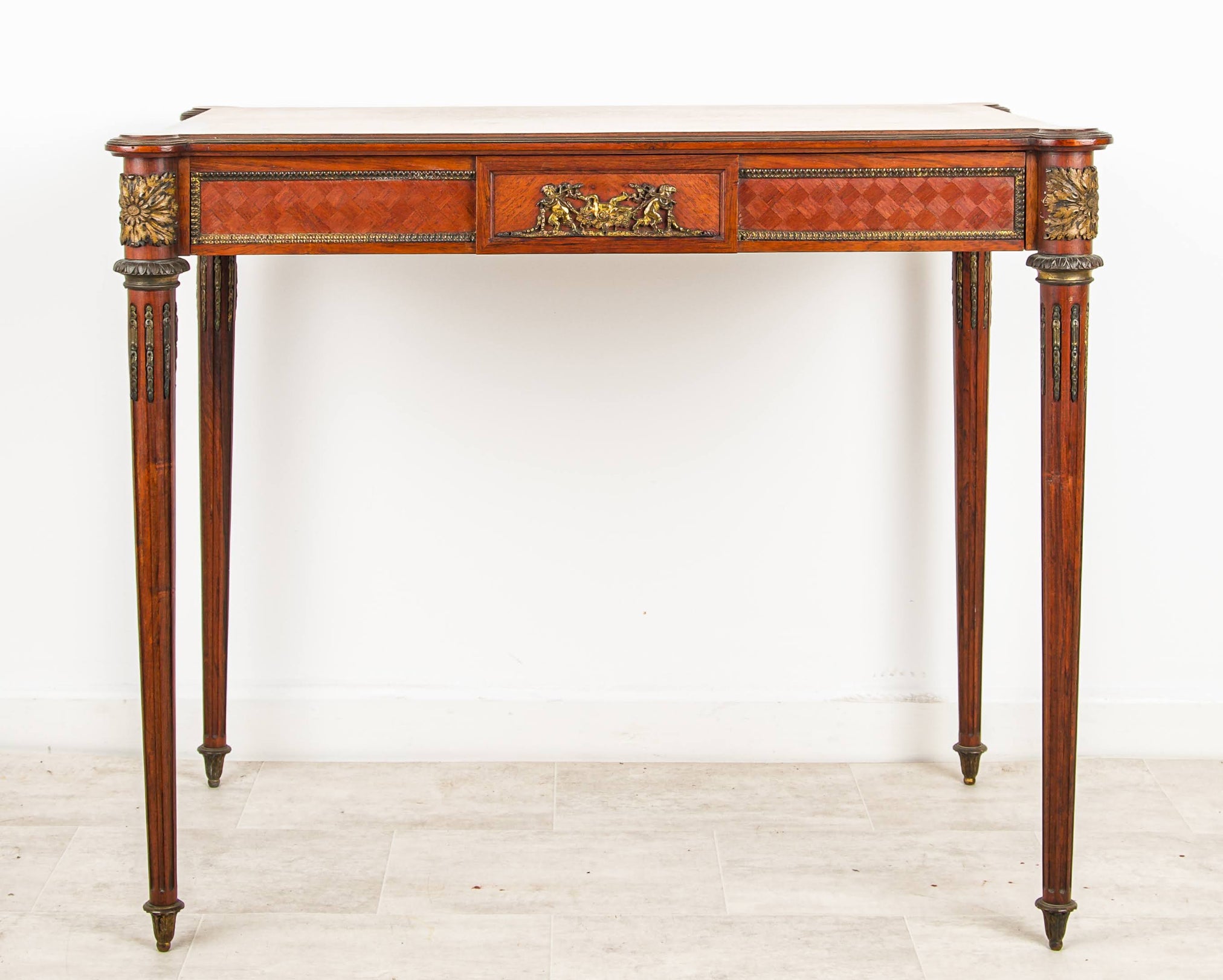 Antique French Ormolu Mounted Parquetry Writing Table – Louis XVI Style Desk