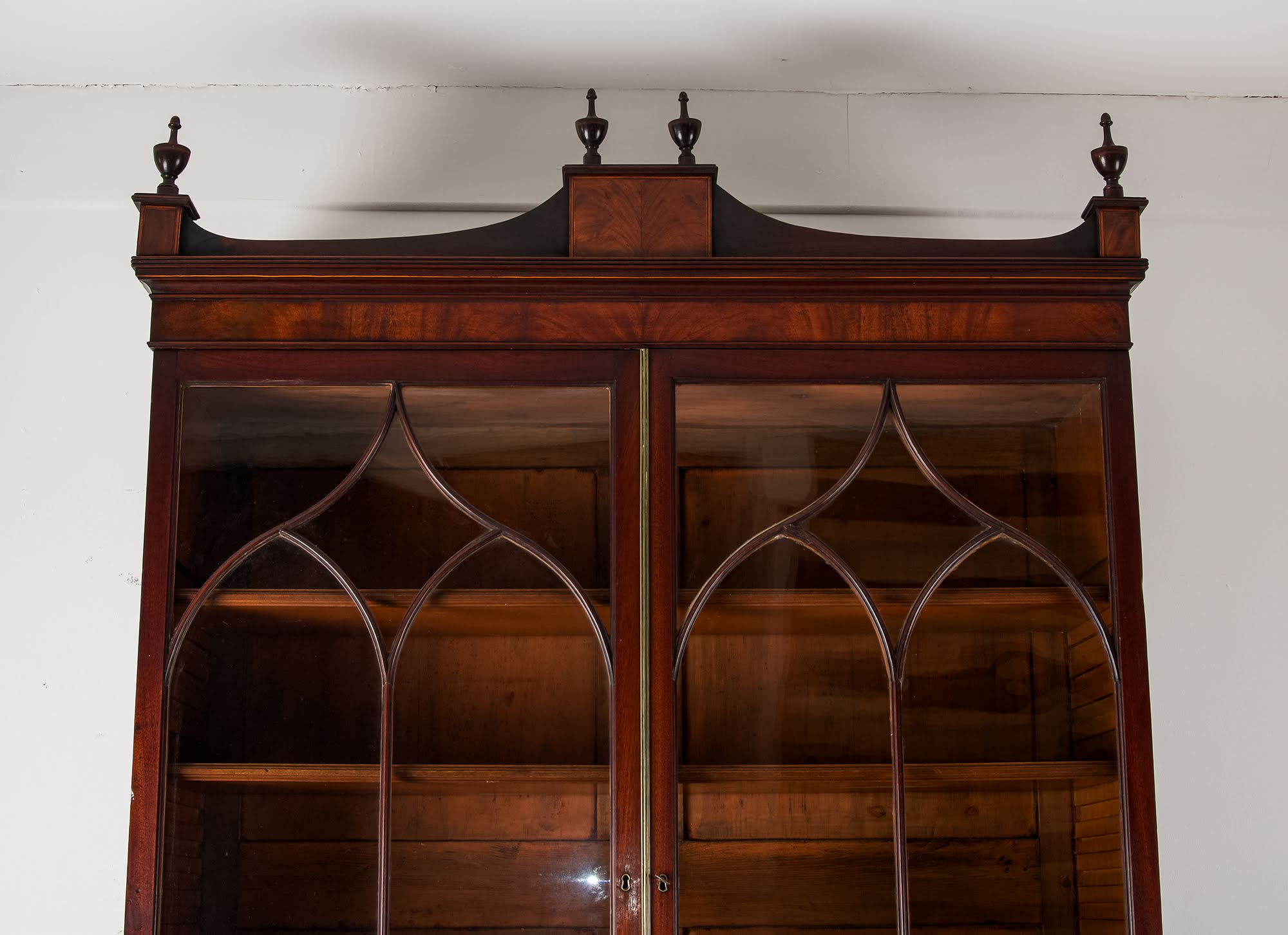 Fine Georgian Mahogany Secretaire Bookcase with Gothic Glazed Doors, c.1830
