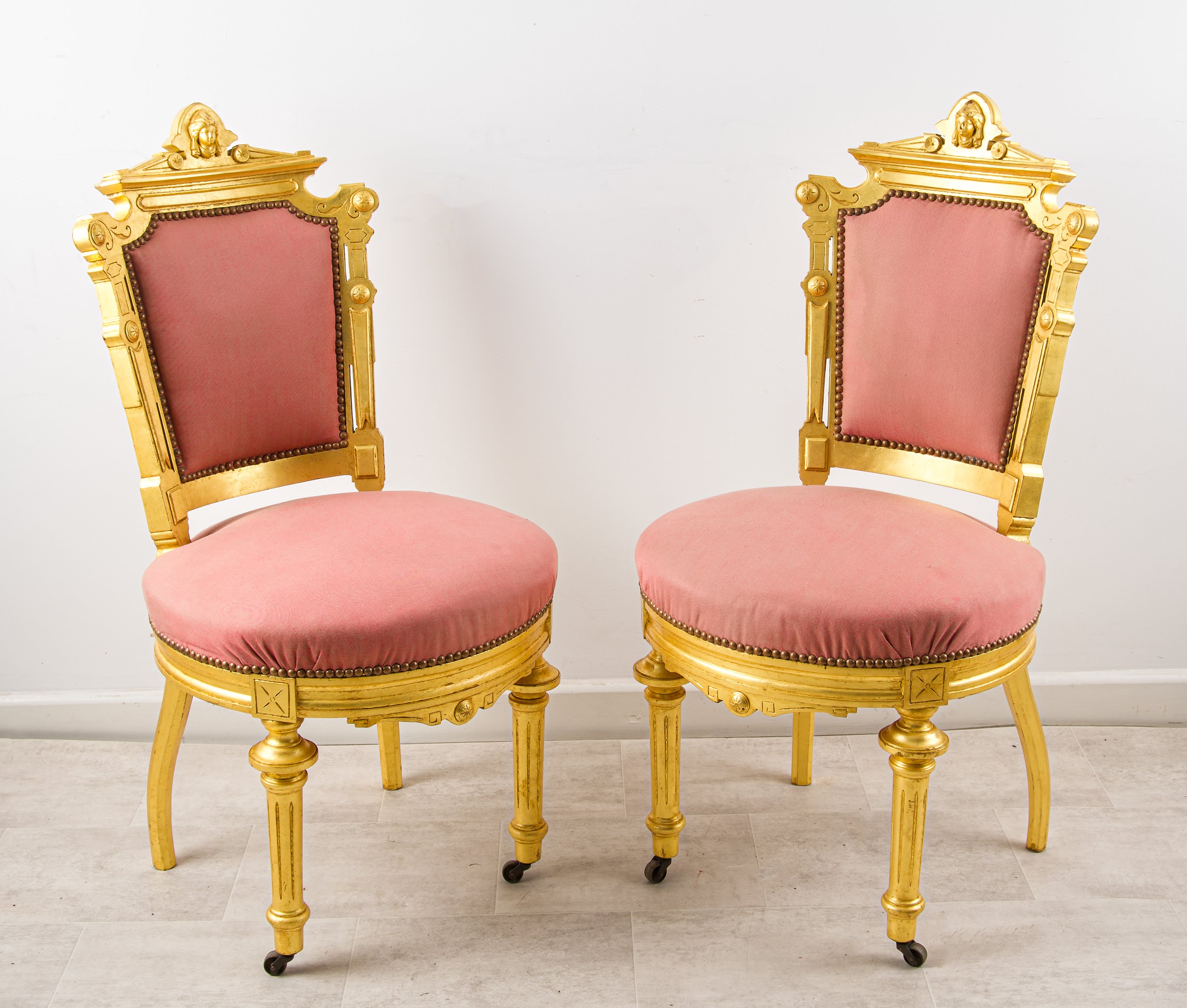 Pair of Antique French Giltwood Salon Chairs, c.1900–1910