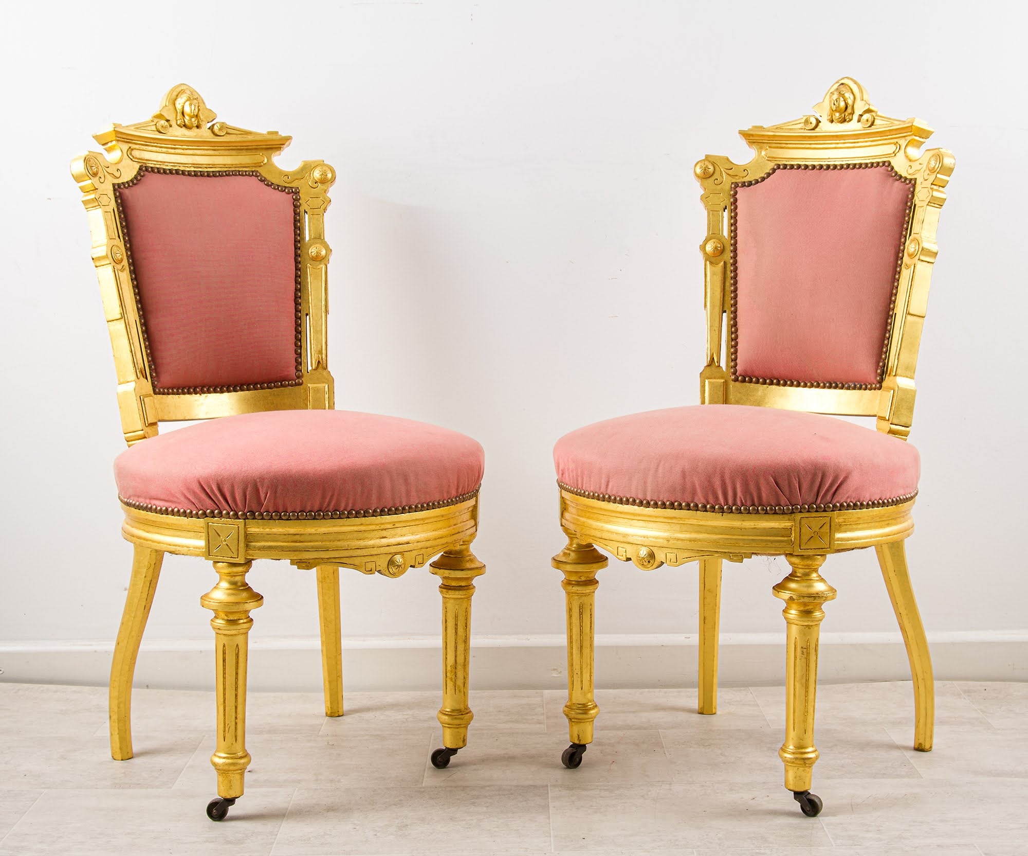 Pair of Antique French Giltwood Salon Chairs, c.1900–1910