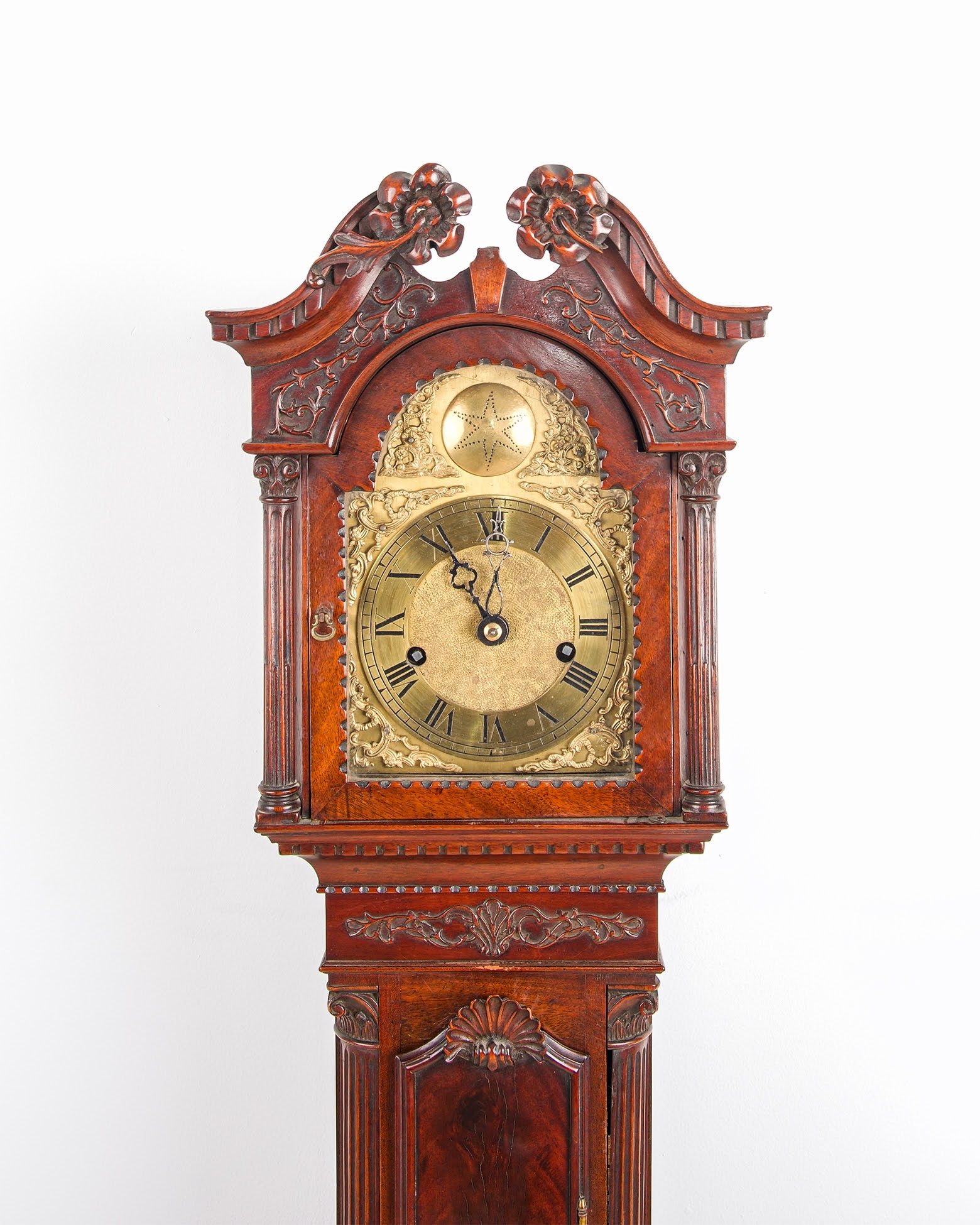 Antique Carved Mahogany Grandmother Clock