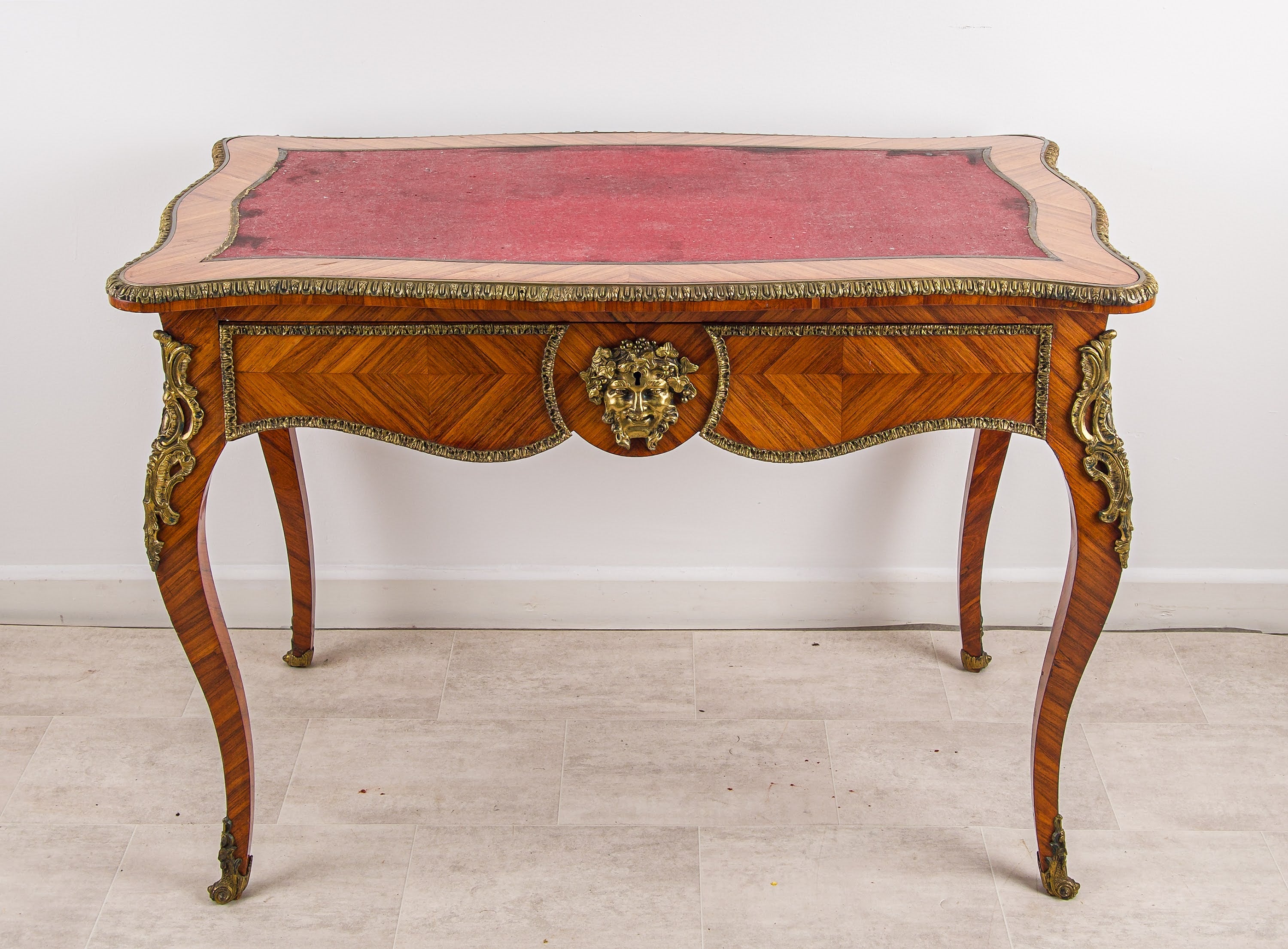 Antique French Kingwood Ormolu Desk - Louis XV Marquetry Writing Table c.1880