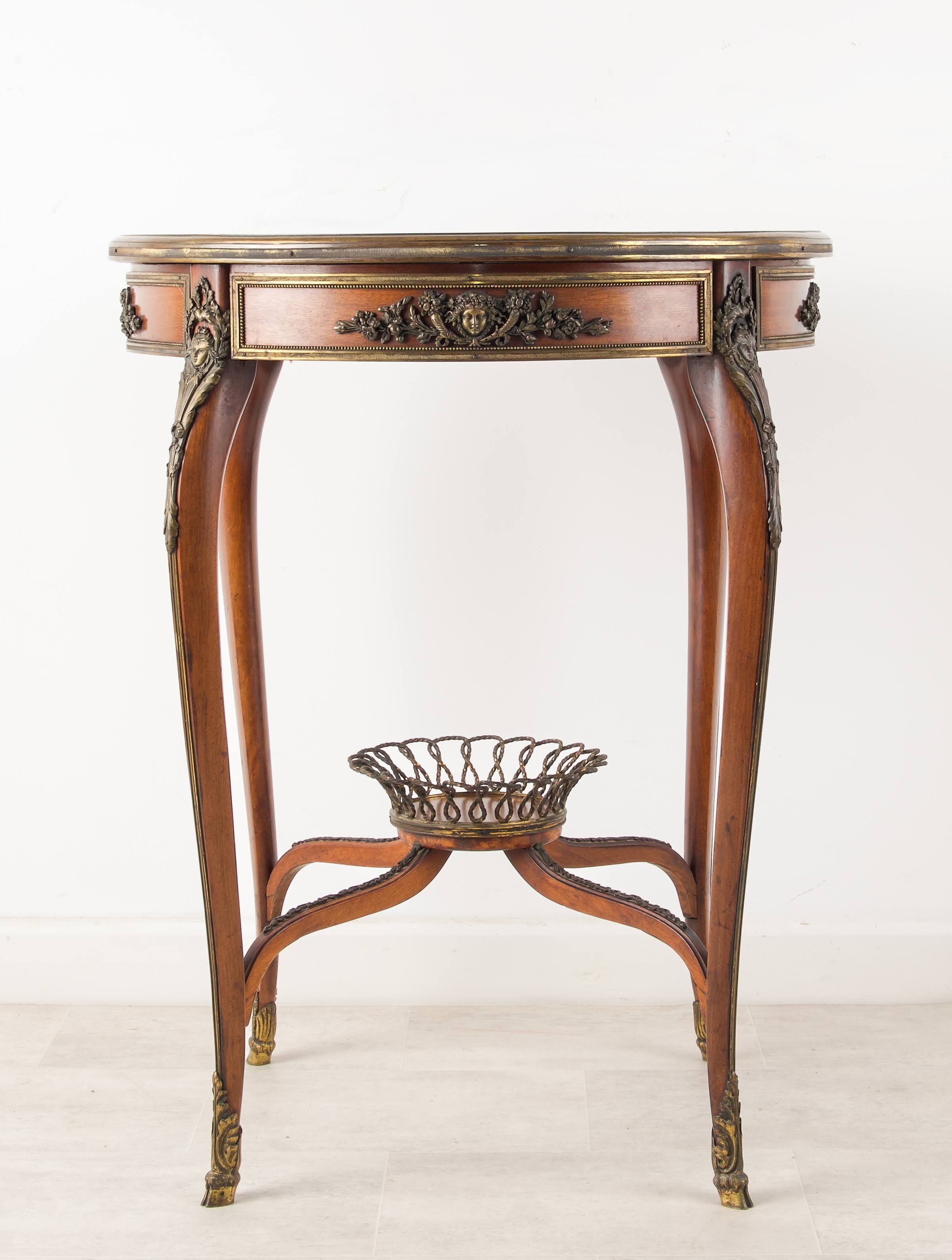 French Kingwood Round Side Table in the Manner of François Linke, Late 19th Century
