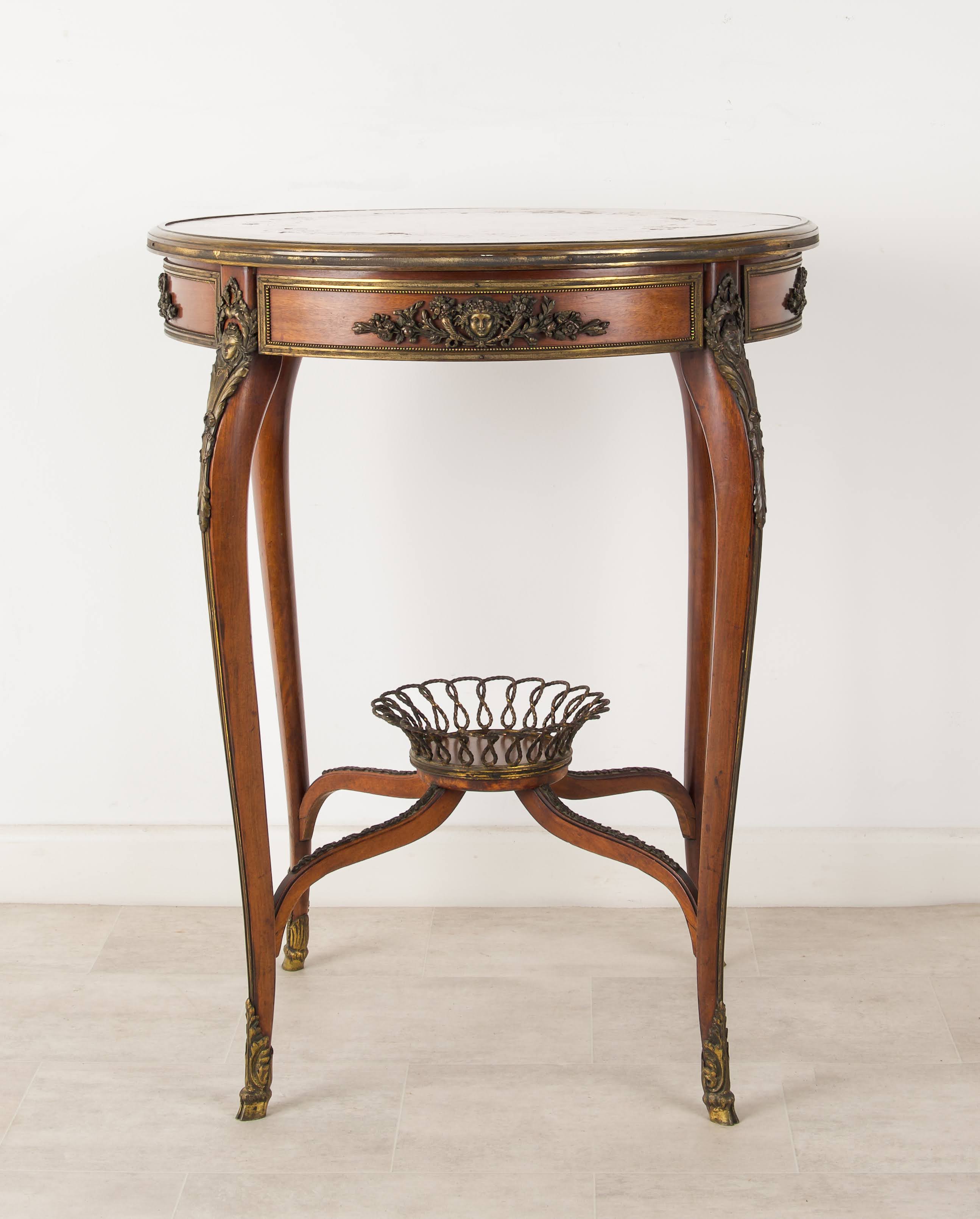 French Kingwood Round Side Table in the Manner of François Linke, Late 19th Century