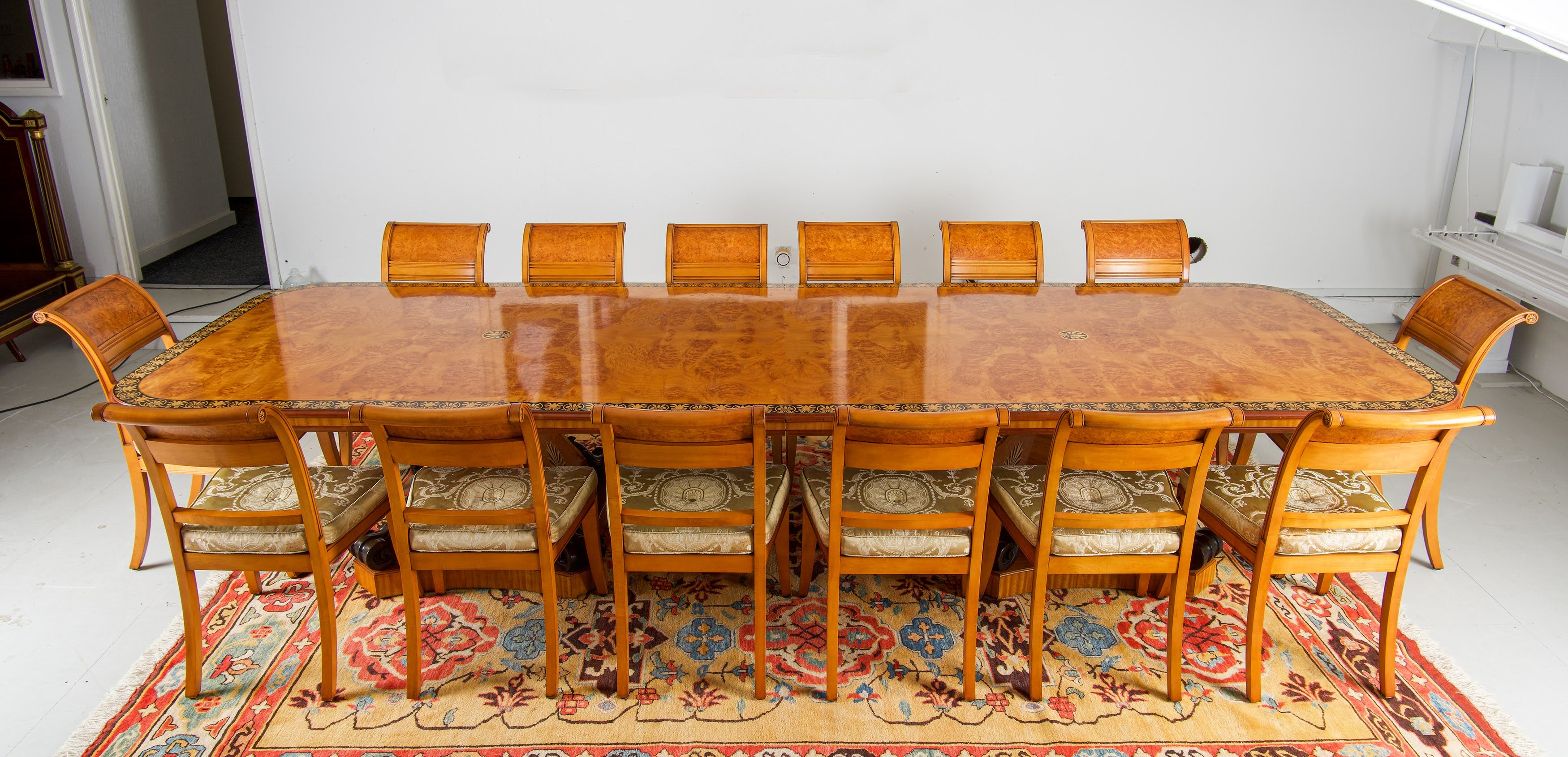 Large Antique-Style Arthur Brett Dining Table & 14 Chairs - Thomas Hope Design