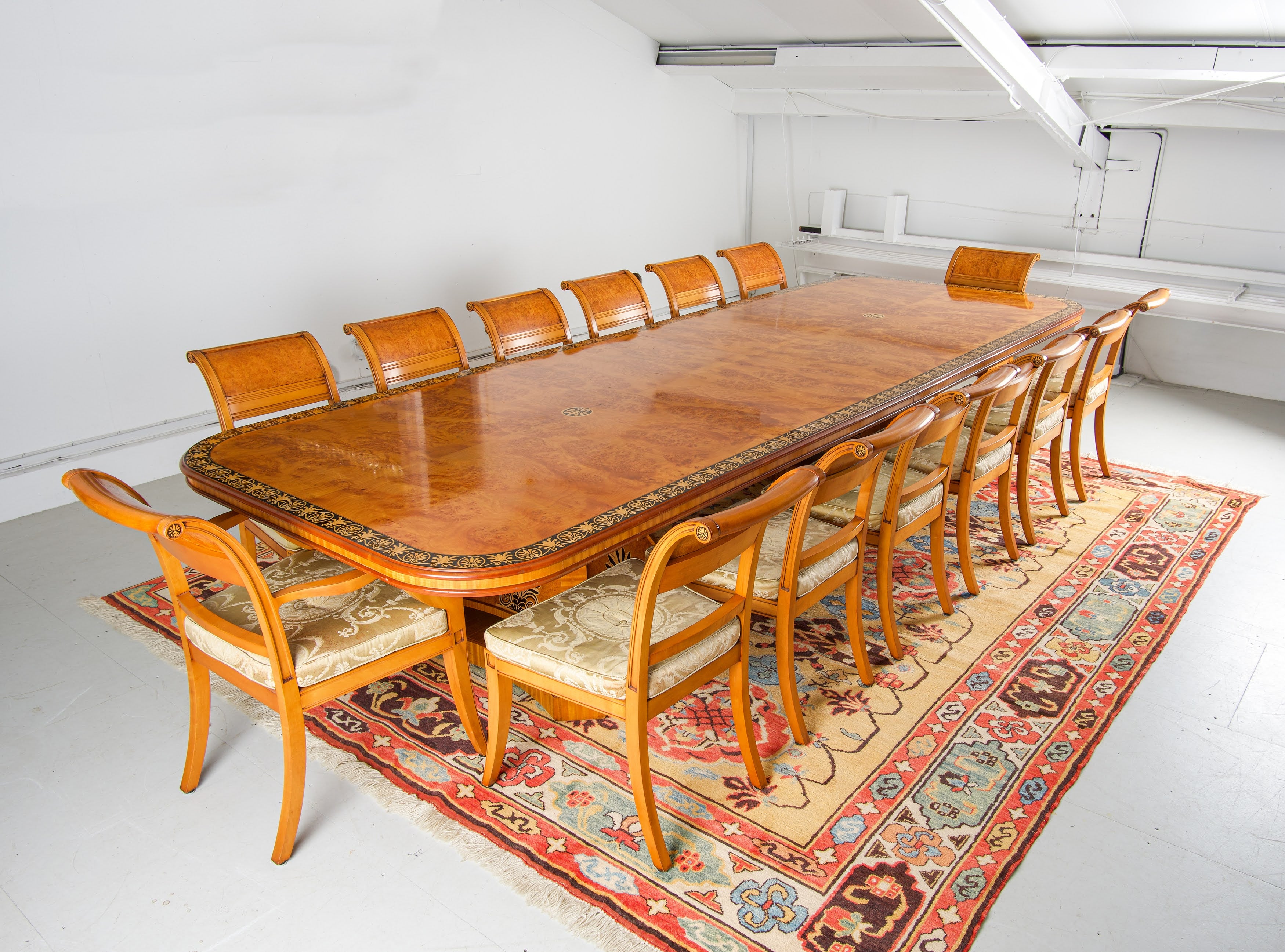 Large Antique-Style Arthur Brett Dining Table & 14 Chairs - Thomas Hope Design